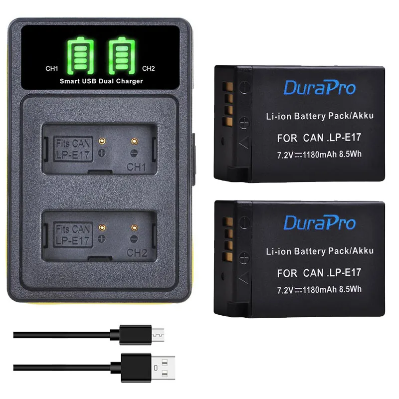 DuraPro 1180mAh LP-E17 LP E17 Battery +LED USB Charger with Type C Port for canon EOS Rebel T6i 750D T6s 760D M3 8000D Kiss X8i
DuraPro 1180mAh LP-E17 LP E17 Battery +LED USB Charger with Type C Port for canon EOS Rebel T6i 750D T6s 760D M3 8000D Kiss X8i