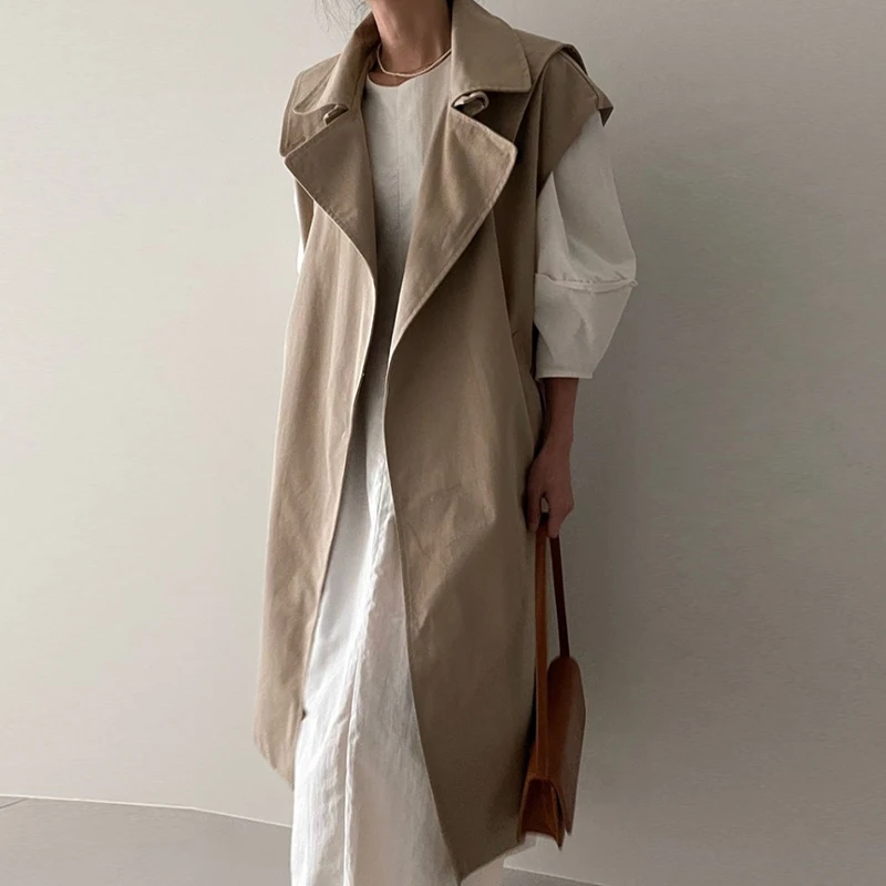 Chic Autumnal Vintage Briti Sle Long Over-Knee Windbreaker Vest Women's Double ket Design Large Collar Outerwear
Chic Autumnal Vintage Briti Sle Long Over-Knee Windbreaker Vest Women's Double ket Design Large Collar Outerwear
