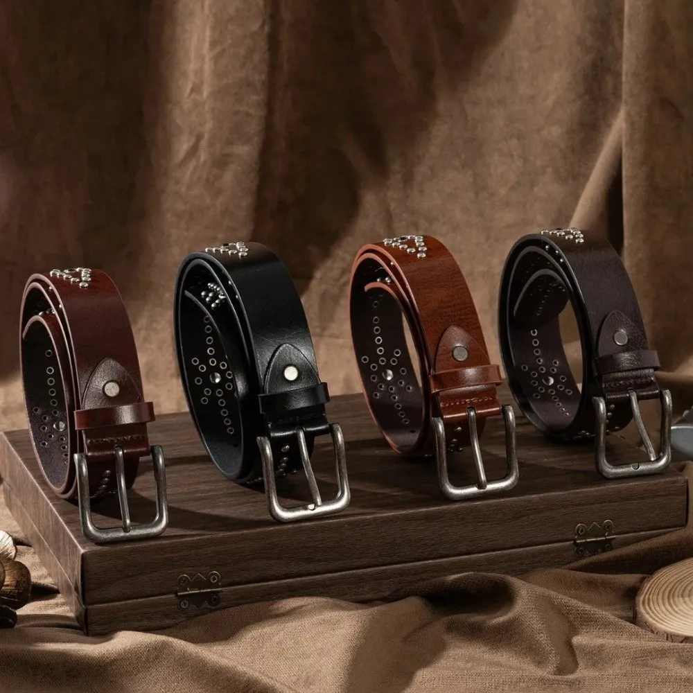 Retro Rivet Buckle Waist Belt Genuine Leather Jeans Style Decorative Belt Versatile Waistband Men Women
Retro Rivet Buckle Waist Belt Genuine Leather Jeans Style Decorative Belt Versatile Waistband Men Women