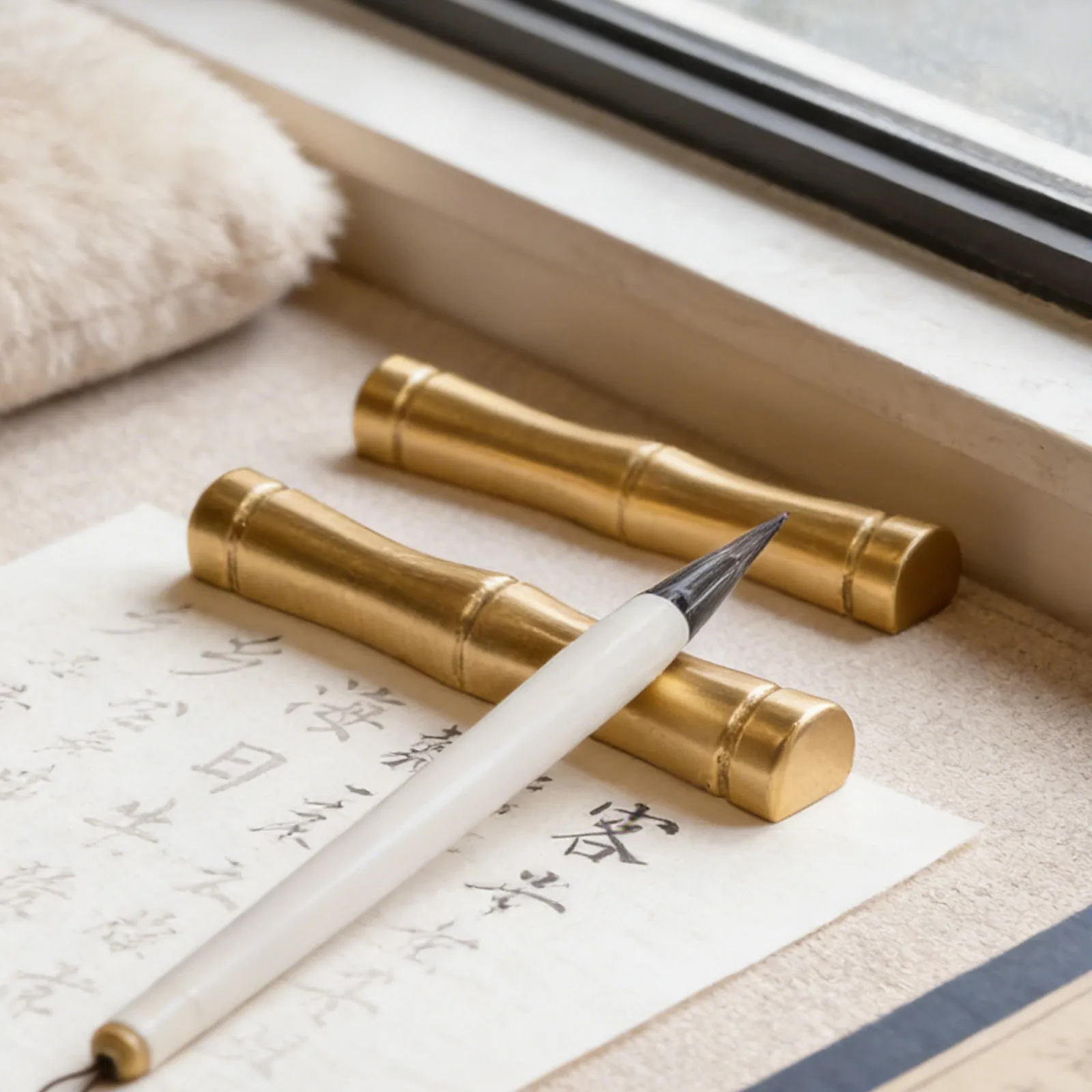 Exquisite Brass Calligraphy Brush Pen Holder Vintage Writing Brush Support Pen Rack for Home Office Schoolroom Desktop
Exquisite Brass Calligraphy Brush Pen Holder Vintage Writing Brush Support Pen Rack for Home Office Schoolroom Desktop