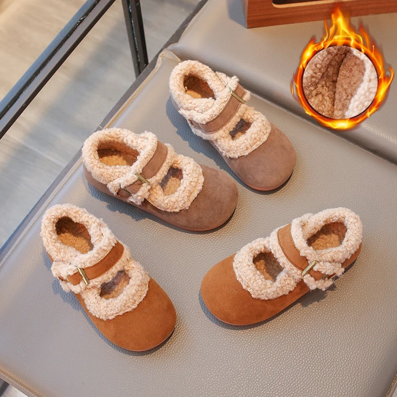 Children Winter Cotton Shoes Kids Thick Warm Plush Fur Shoes Simple Buckle Girls Moccasin Shoes Anti-Slippery Autumn 2025 New
Children Winter Cotton Shoes Kids Thick Warm Plush Fur Shoes Simple Buckle Girls Moccasin Shoes Anti-Slippery Autumn 2025 New