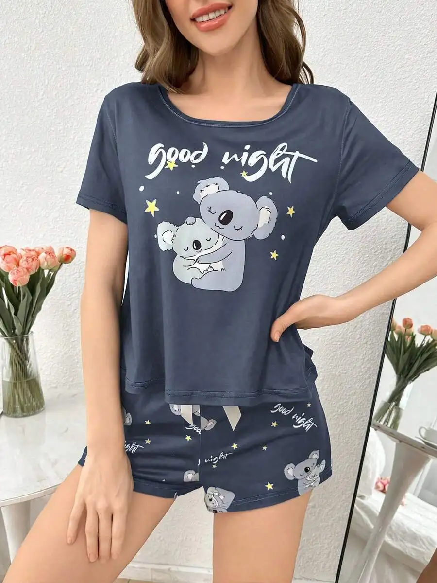 Womens Cute Koala Print Two Piece Pajama Set Short Sleeve Sleepwear Summer
Womens Cute Koala Print Two Piece Pajama Set Short Sleeve Sleepwear Summer
