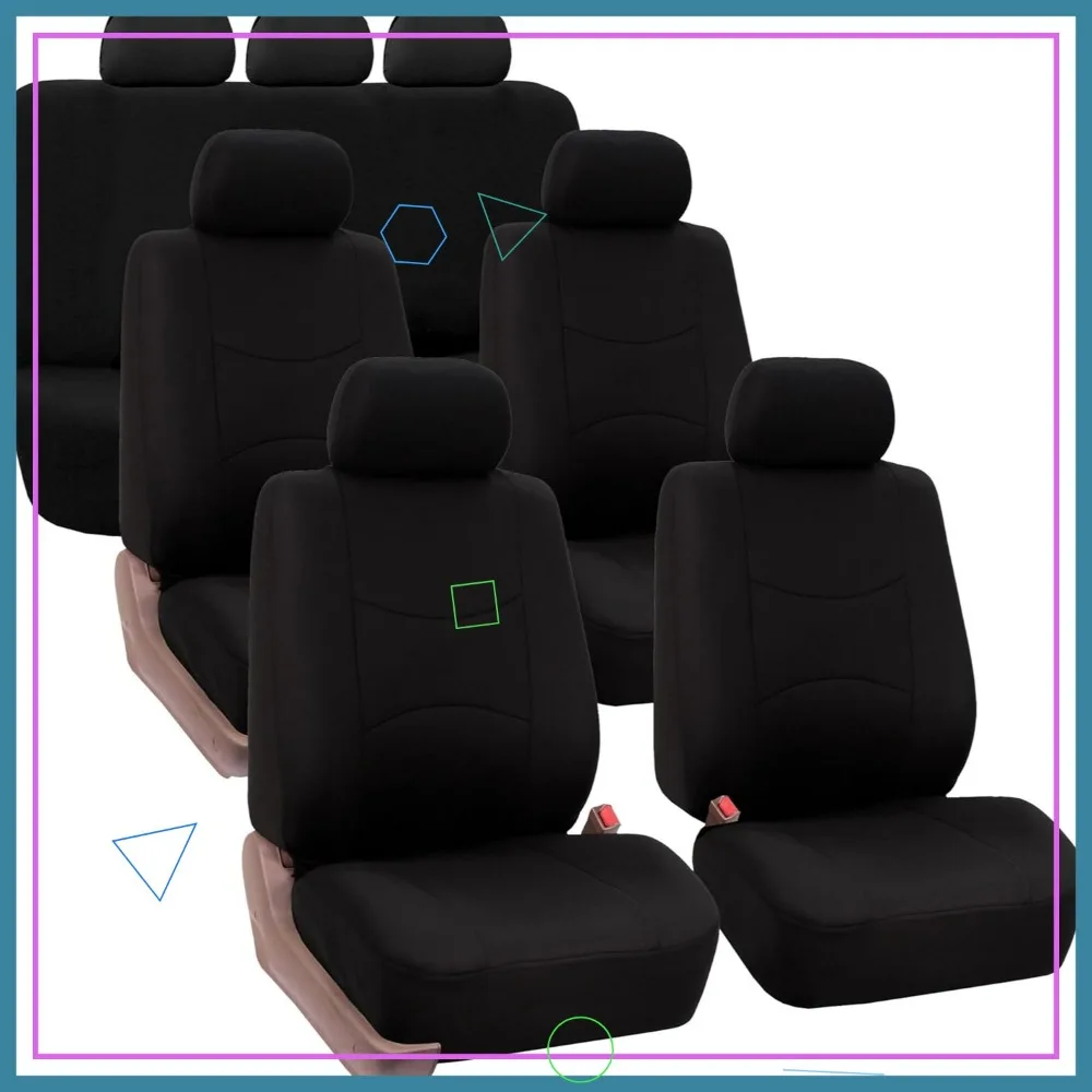 Universal Car Seat Covers Full Set for 7-Seater Vehicles, Trucks & SUVs in Solid Black
Universal Car Seat Covers Full Set for 7-Seater Vehicles, Trucks & SUVs in Solid Black