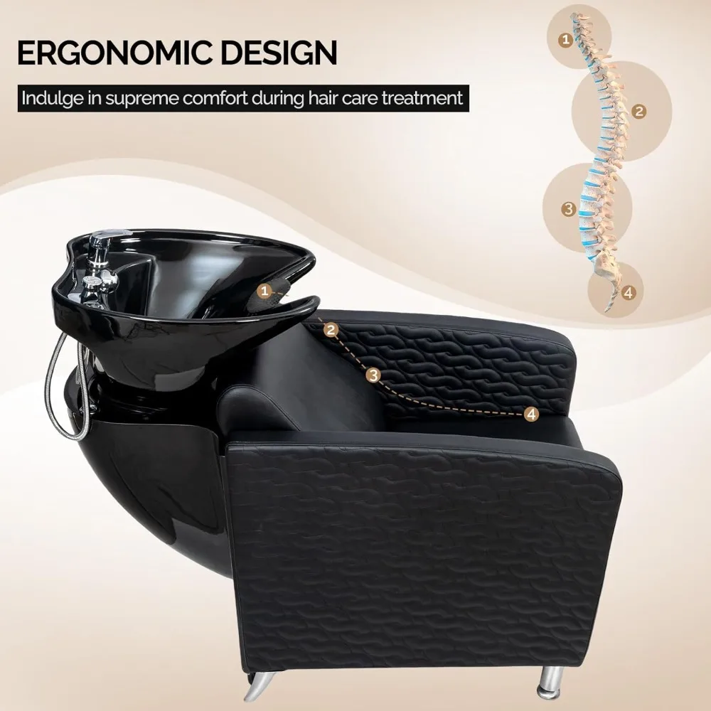Extra Wide Salon Shampoo Chair with Porcelain Hair Washing Sink Bowl Unit for Beauty Spa Barbershop Black
Extra Wide Salon Shampoo Chair with Porcelain Hair Washing Sink Bowl Unit for Beauty Spa Barbershop Black