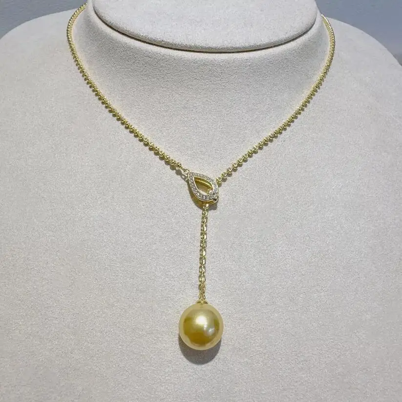 Round AAAA 11-12mm South Sea Golden pearl Pendant Necklace 18" 925S
Round AAAA 11-12mm South Sea Golden pearl Pendant Necklace 18" 925S