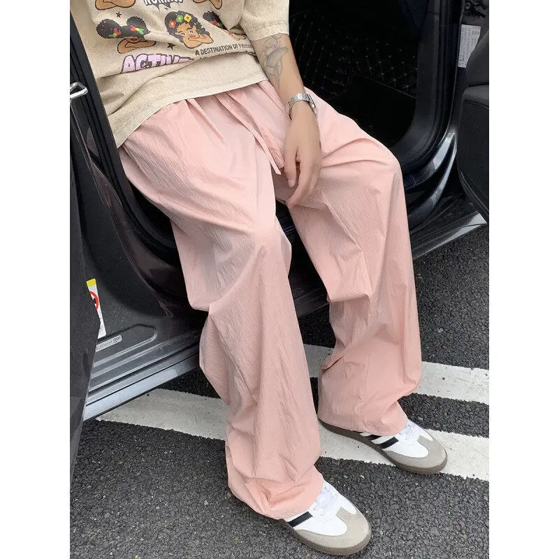 Summer Thin Casual Pants Men Fashion Pink Wide Leg Pants Men Streetwear Hip-hop Loose Straight Ice Silk Pants Mens Trousers
Summer Thin Casual Pants Men Fashion Pink Wide Leg Pants Men Streetwear Hip-hop Loose Straight Ice Silk Pants Mens Trousers