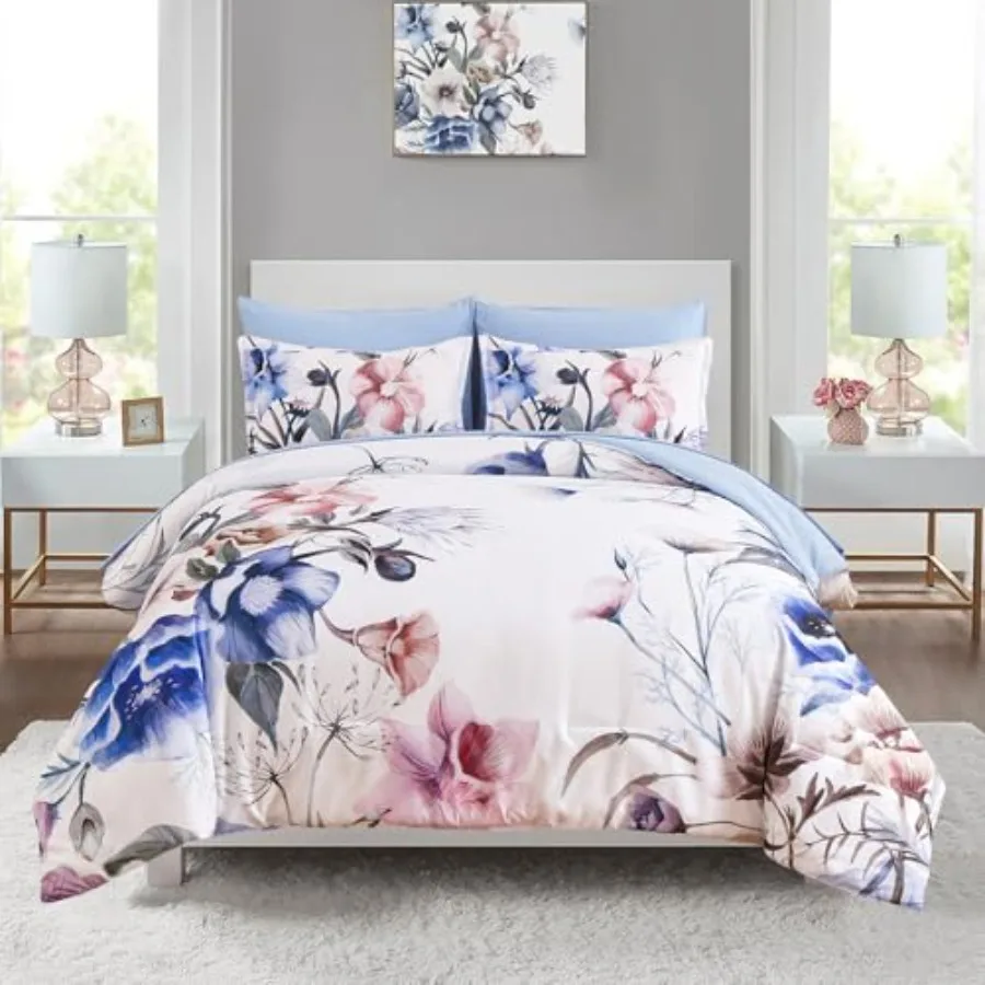 Floral Comforter Set 7 Pcs, Flower Bed in a Bag, Elegant Floral Comforter with Sheet Set, Soft Microfiber Bedding Set for All S
Floral Comforter Set 7 Pcs, Flower Bed in a Bag, Elegant Floral Comforter with Sheet Set, Soft Microfiber Bedding Set for All S