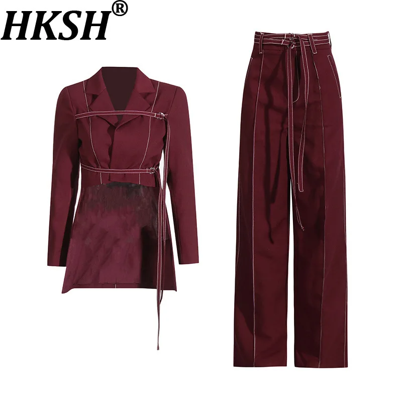 HKSH Autumn New Women Chic Two-piece Set Irregular Hem Elegant Temperament Coat Straight Slimming Office Lady Tide Pants HK10054
HKSH Autumn New Women Chic Two-piece Set Irregular Hem Elegant Temperament Coat Straight Slimming Office Lady Tide Pants HK10054