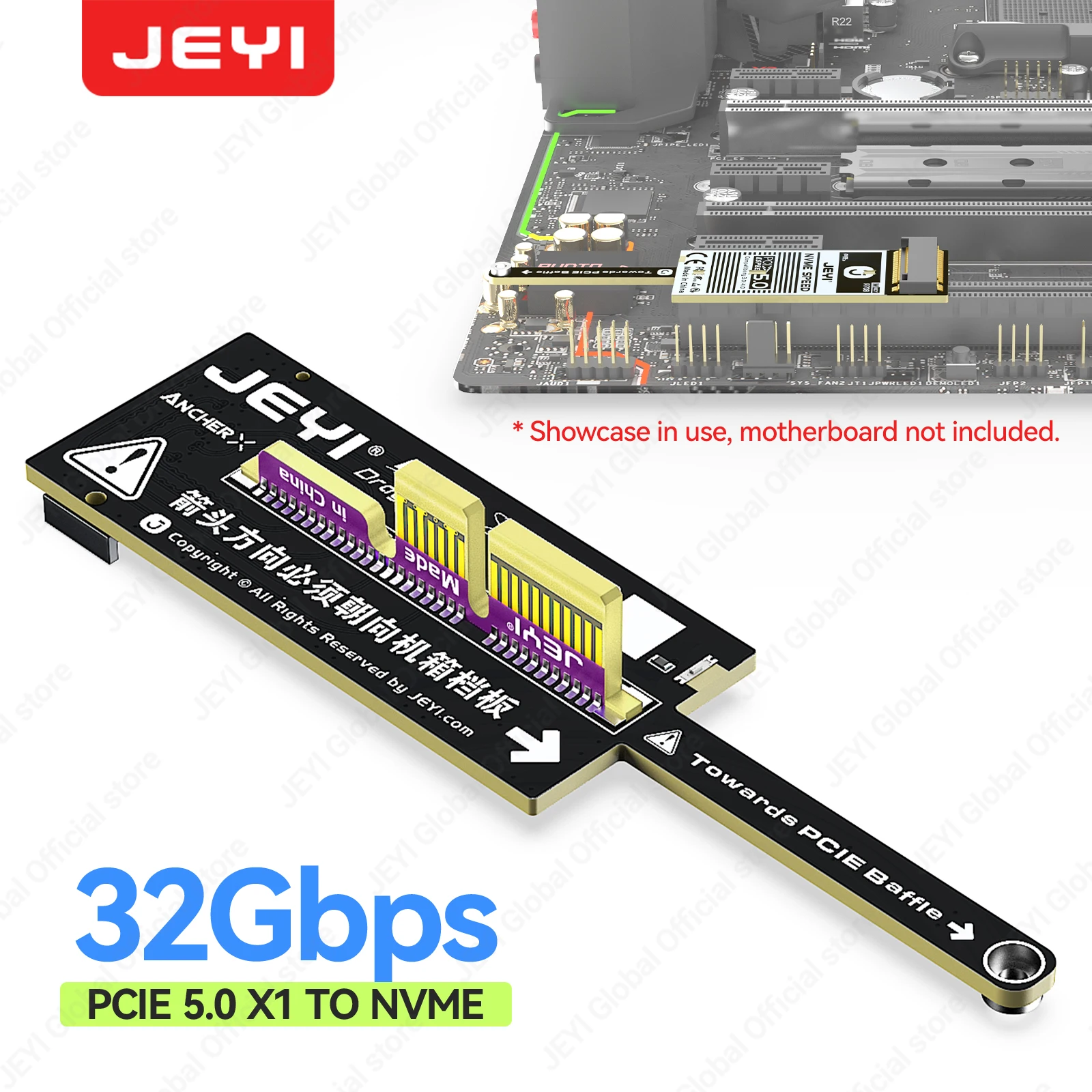 JEYI Flat PCIe 5.0 x1 to NVMe Adapter Card 128Gbps No GPU Obstruction Compact Mini Design for M-Key NVMe SSD PCIe X1/X4/X8/ X16
JEYI Flat PCIe 5.0 x1 to NVMe Adapter Card 128Gbps No GPU Obstruction Compact Mini Design for M-Key NVMe SSD PCIe X1/X4/X8/ X16