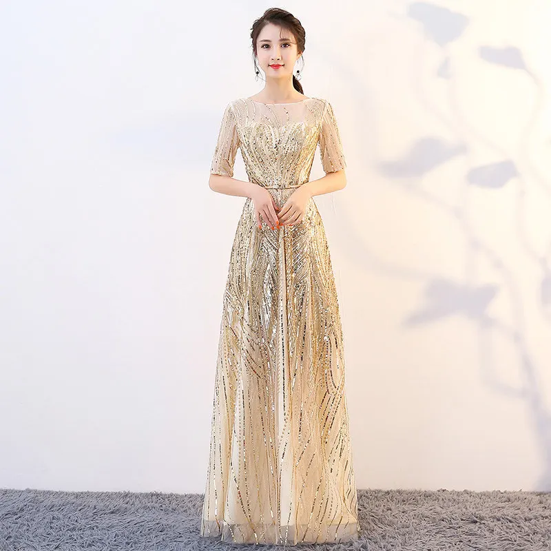 Champagne Color Evening Gown Women's New Long Dress Sparkling Gold Sequins Formal Ball Dress Elegant Wedding Guest Attire
Champagne Color Evening Gown Women's New Long Dress Sparkling Gold Sequins Formal Ball Dress Elegant Wedding Guest Attire