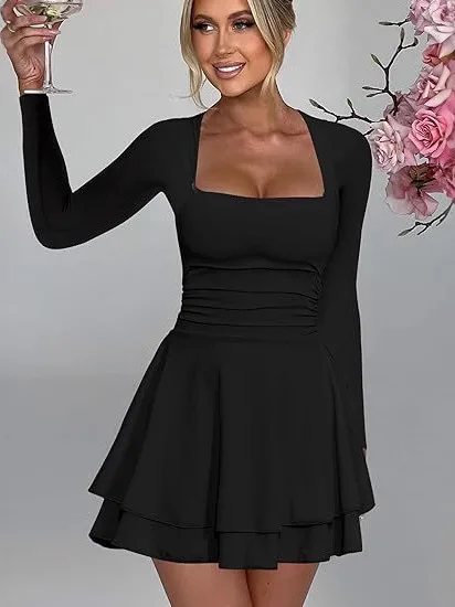 Square Collar Long Sve Slim Fit Dr Pure Color Women's High Waist Milk Fiber Polyester Spandex Chiffon A-Line Skirt
Square Collar Long Sve Slim Fit Dr Pure Color Women's High Waist Milk Fiber Polyester Spandex Chiffon A-Line Skirt