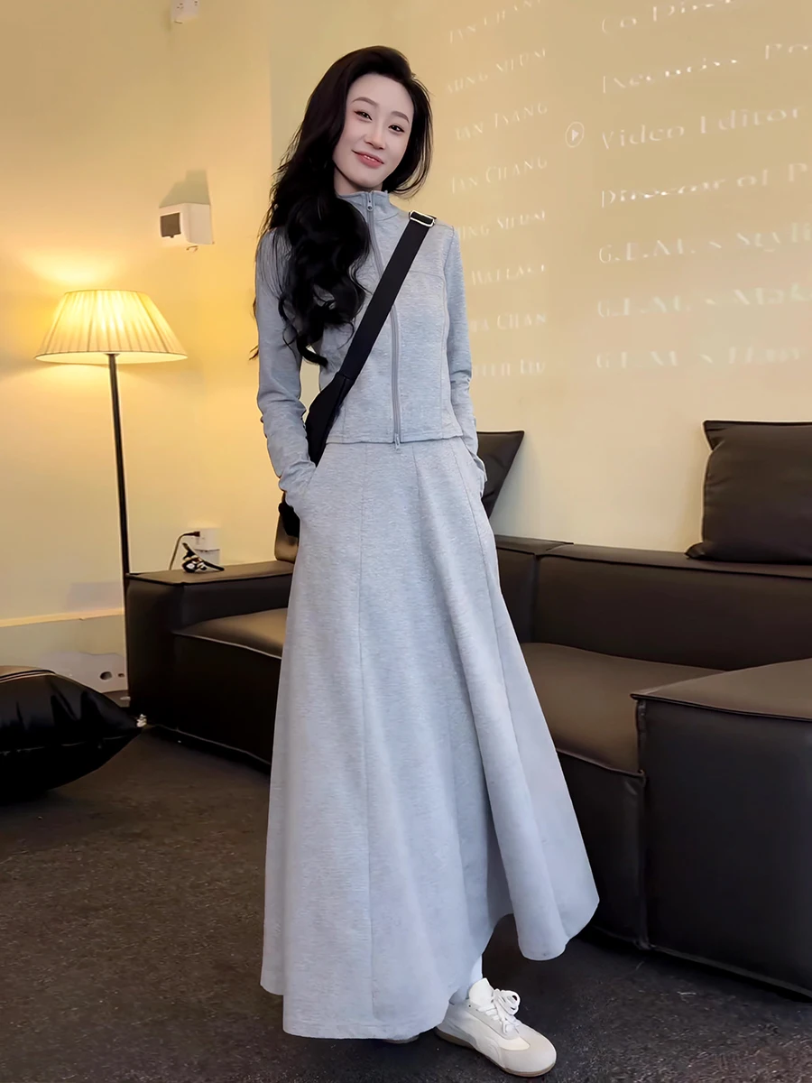 Gray Sweatshirt Set High Waist Slim Fit Top Casual Skirt Two Piece Set Spring 2026 Korean Style Fashion Women's Ensemble
Gray Sweatshirt Set High Waist Slim Fit Top Casual Skirt Two Piece Set Spring 2026 Korean Style Fashion Women's Ensemble