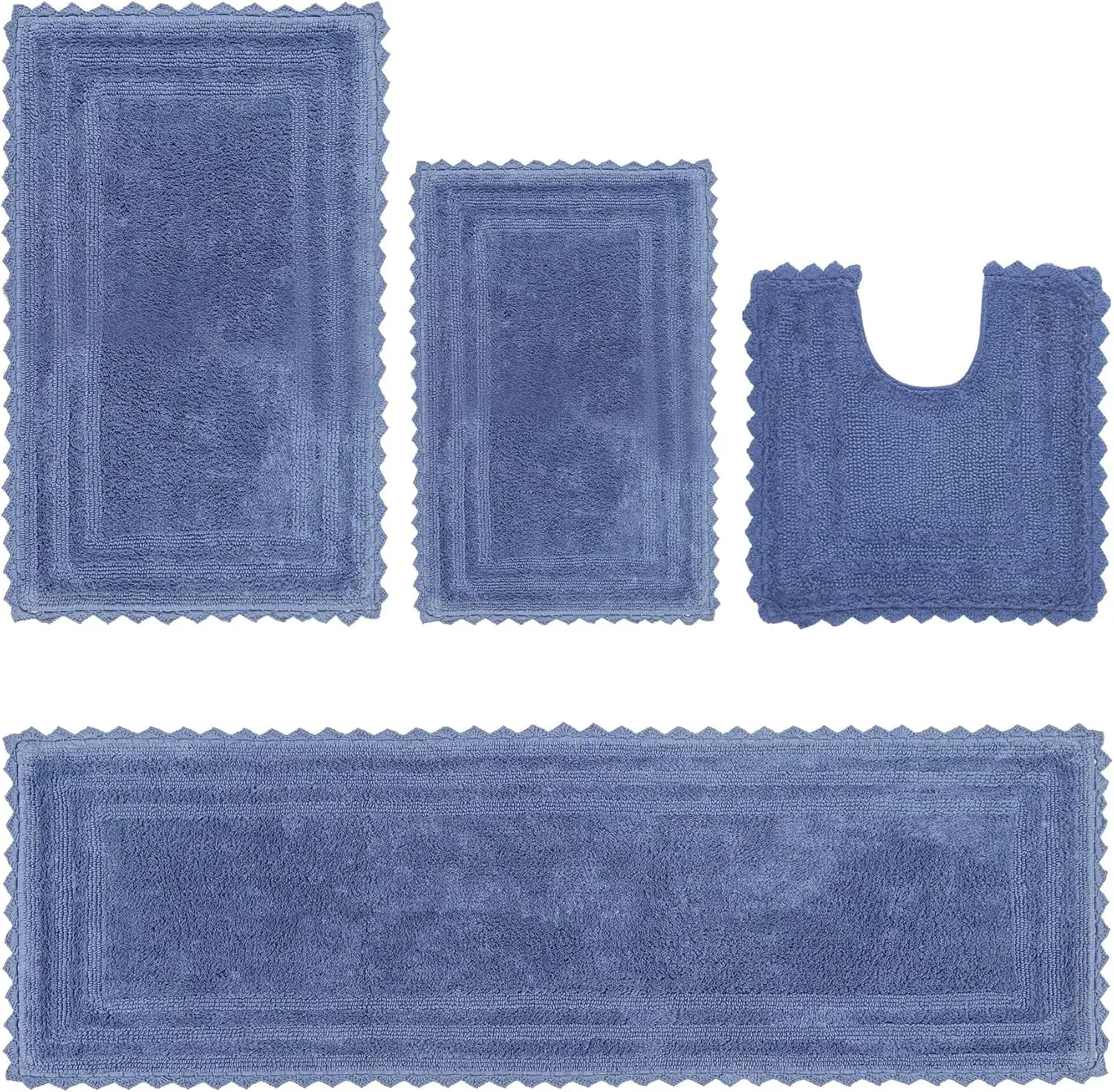 4 Piece Crochet Bath Mat Set 100% Cotton Soft Luxury Runner Bathroom Rug Reversible Absorbent Washable Blue
4 Piece Crochet Bath Mat Set 100% Cotton Soft Luxury Runner Bathroom Rug Reversible Absorbent Washable Blue
