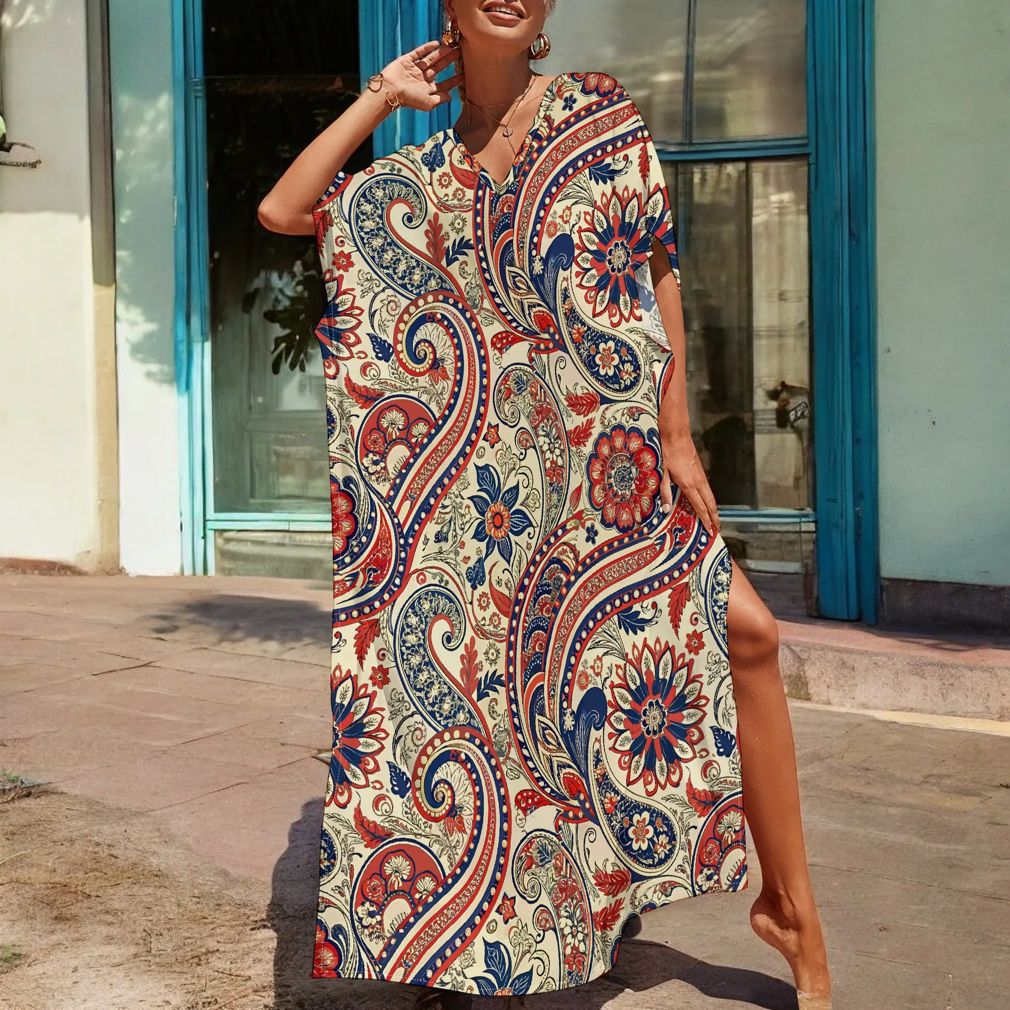 Bohemian Paisley Print Kaftan Dress for Women S-3XL Red Blue Ethnic Summer Holiday Robe Gown
Bohemian Paisley Print Kaftan Dress for Women S-3XL Red Blue Ethnic Summer Holiday Robe Gown