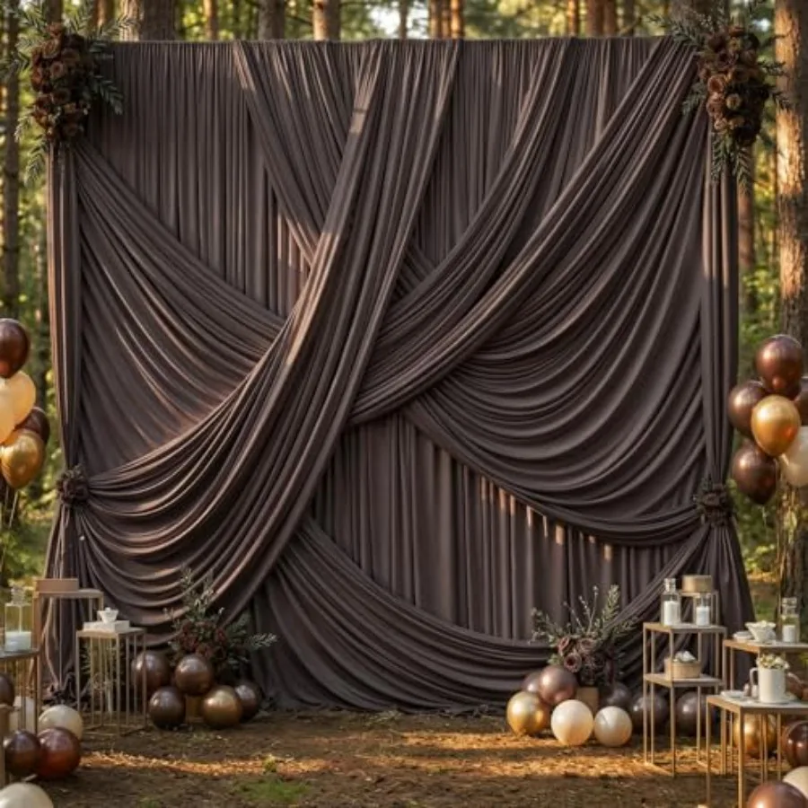 Wedding parties backdrop curtains, 20ft×12ft brown wrinkle-free polyester, 4-panel photo background drapes for birthday photogr
Wedding parties backdrop curtains, 20ft×12ft brown wrinkle-free polyester, 4-panel photo background drapes for birthday photogr