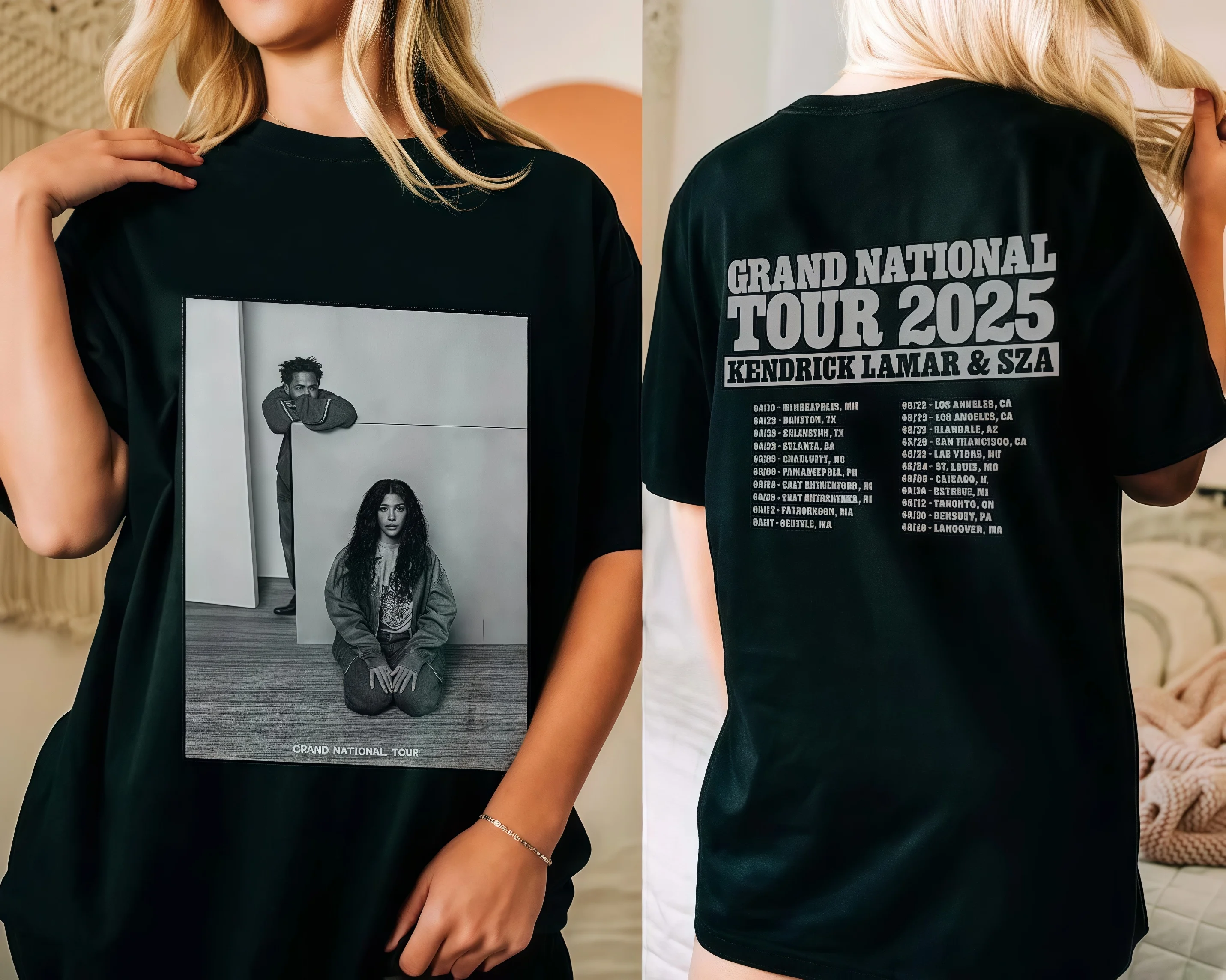 Футболка Grand National Tour Kendrick Lamar & SZA 2025 2025 года, футболка с мягким рисунком спереди и сзади
Футболка Grand National Tour Kendrick Lamar & SZA 2025 2025 года, футболка с мягким рисунком спереди и сзади