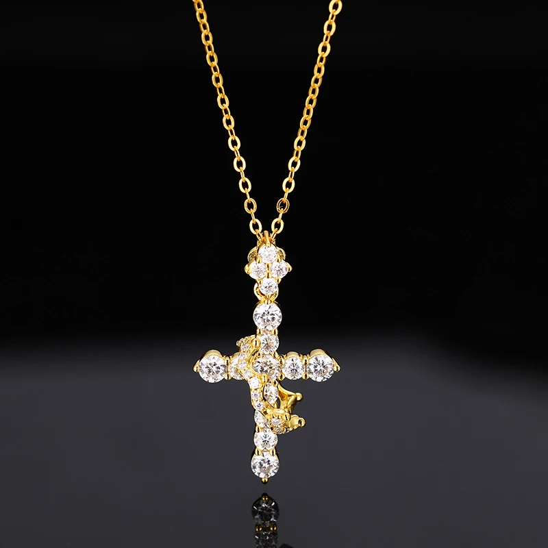 S925 Стерлингового Серебра Муассанит Проложенный Bling Ice Out Корона Кольцо Крест Подвески Ожерелья для Мужчин Репер Ювелирные Изделия Подарок 
S925 Стерлингового Серебра Муассанит Проложенный Bling Ice Out Корона Кольцо Крест Подвески Ожерелья для Мужчин Репер Ювелирные Изделия Подарок