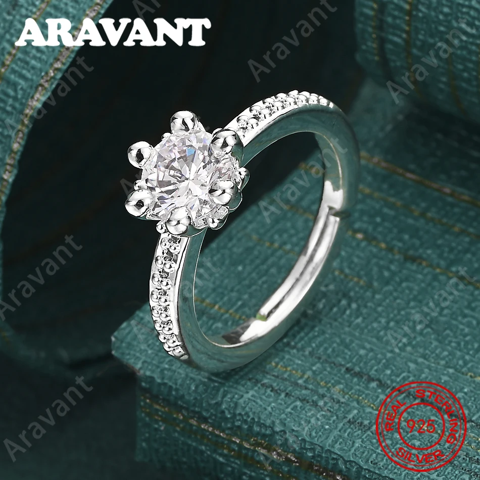 925 Sterling Silver Six-Prong Round Zirconia Ring - A Unique Gift For Women, Versatile For Events And Jewelry
925 Sterling Silver Six-Prong Round Zirconia Ring - A Unique Gift For Women, Versatile For Events And Jewelry