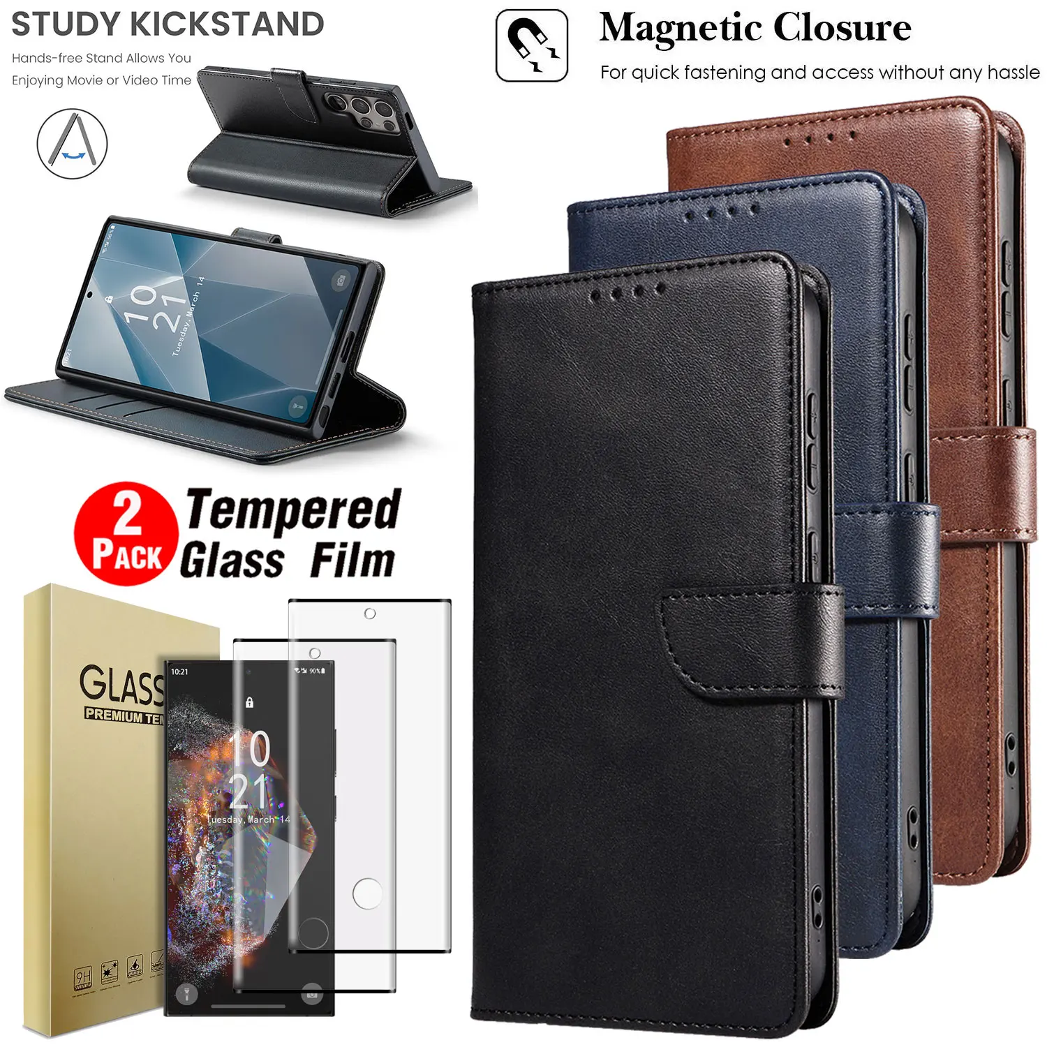 Для Samsung Galaxy S24 FE/Plus/Ultra чехол из искусственной кожи с откидной подставкой, чехол-книжка + 2 шт., прозрачные защитные пленки из закаленного стекла
Для Samsung Galaxy S24 FE/Plus/Ultra чехол из искусственной кожи с откидной подставкой, чехол-книжка + 2 шт., прозрачные защитные пленки из закаленного стекла