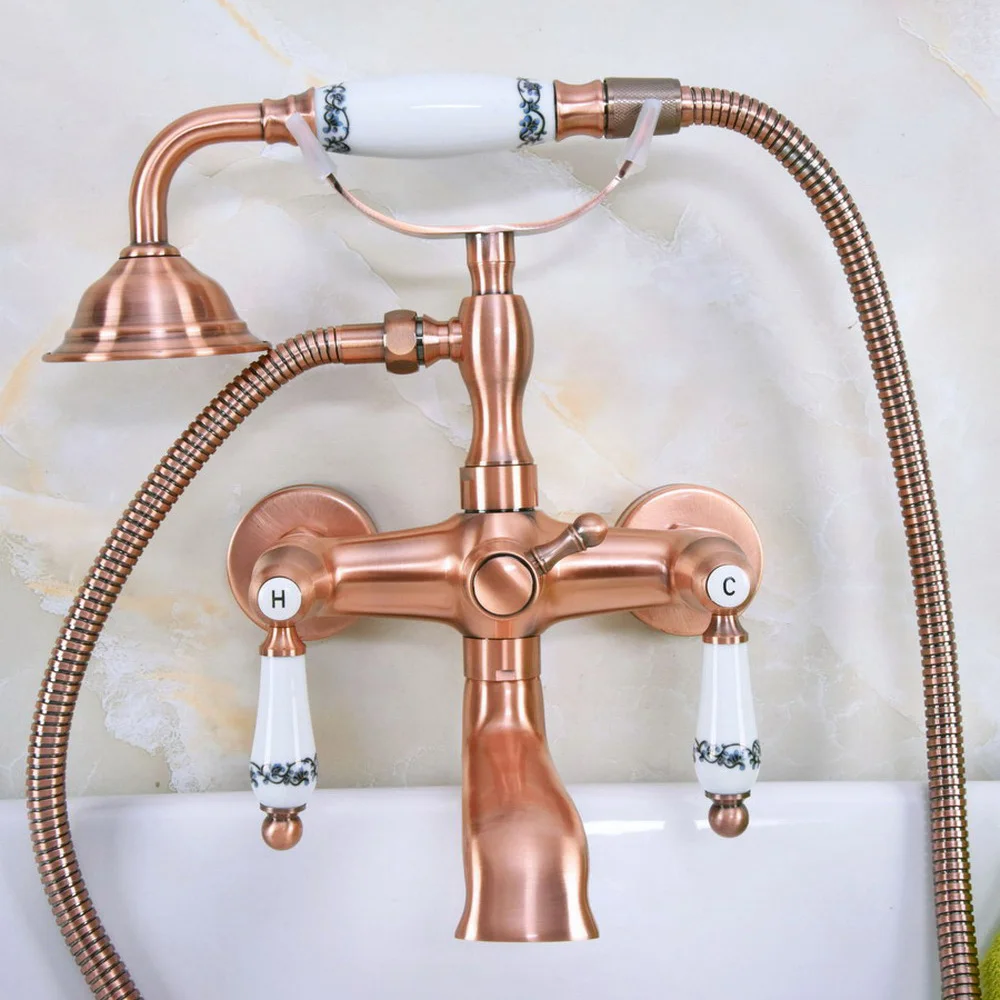 Antique Red Copper Brass Double Handles Wall Mounted Bathroom Clawfoot Bathtub Tub Faucet Mixer Tap w/Hand Shower ana329
Antique Red Copper Brass Double Handles Wall Mounted Bathroom Clawfoot Bathtub Tub Faucet Mixer Tap w/Hand Shower ana329