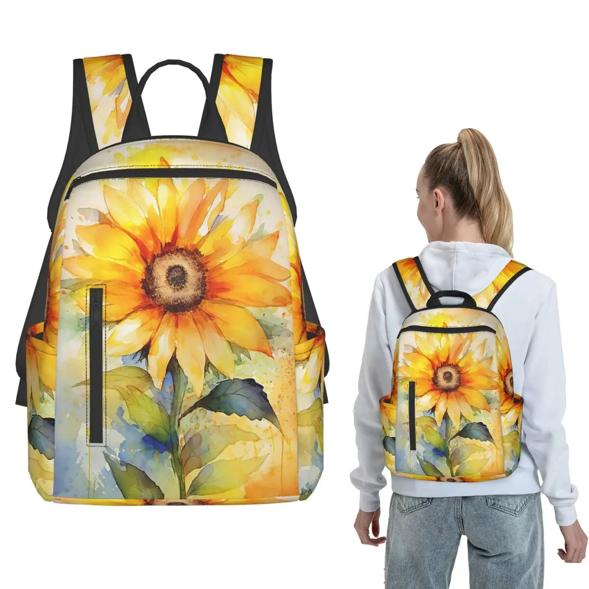 Watercolor Sunflower Vibrant Yellow Floral Backpack Large Capacity Boys Girls BookBag School Bag Shoulder Bags for Men Women
Watercolor Sunflower Vibrant Yellow Floral Backpack Large Capacity Boys Girls BookBag School Bag Shoulder Bags for Men Women