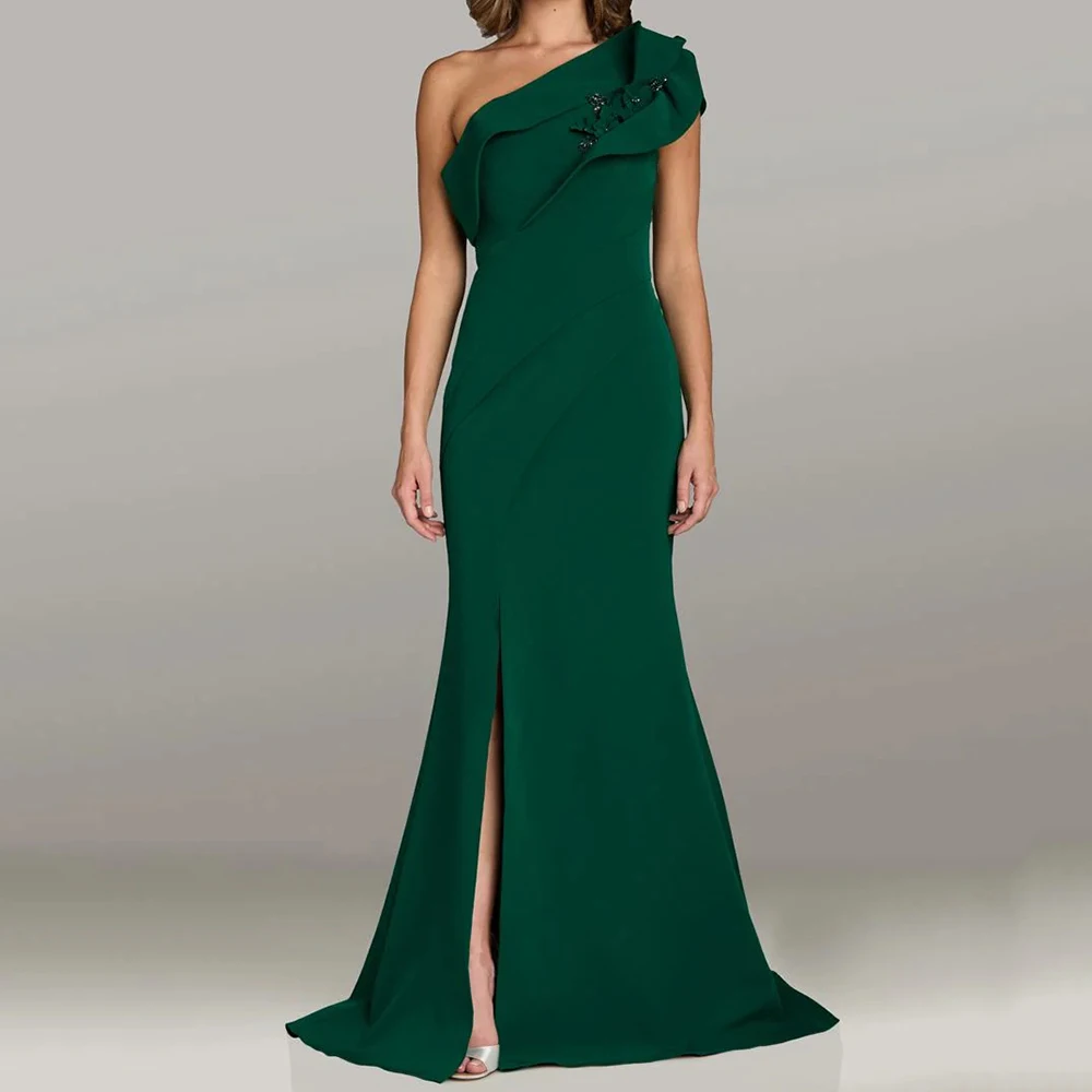 Emerald Green One-Shoulder Mermaid Evening Dress Beaded Detail High Slit Slim Fit Floor-Length Formal Party Prom Gown for Women
Emerald Green One-Shoulder Mermaid Evening Dress Beaded Detail High Slit Slim Fit Floor-Length Formal Party Prom Gown for Women