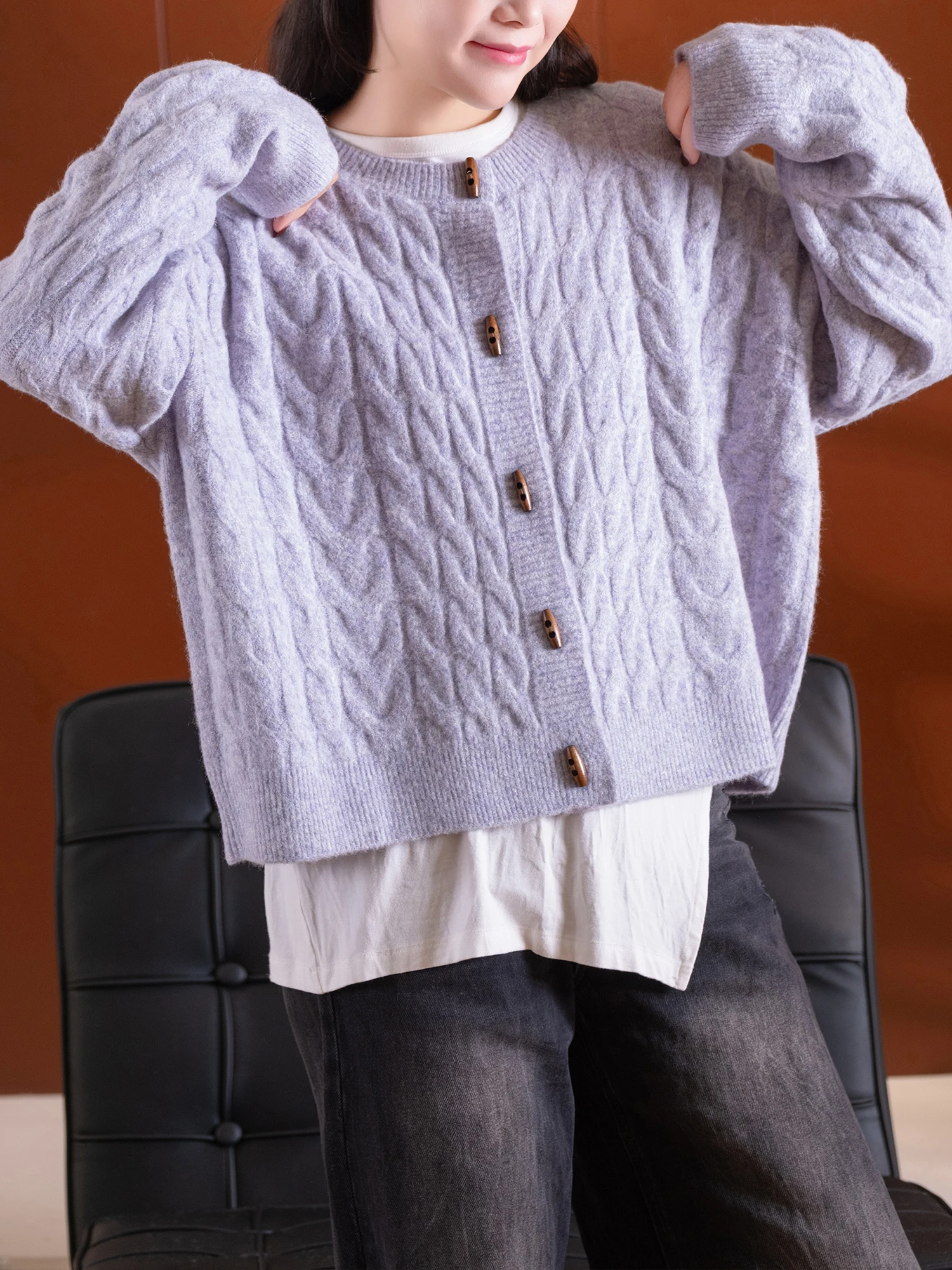 Faionable Knitted Loose Comfortable Pure Color Casual Cardigan Wooden Bule Twist Casual Loose Fit Warm Polyester Blend Lo...
Faionable Knitted Loose Comfortable Pure Color Casual Cardigan Wooden Bule Twist Casual Loose Fit Warm Polyester Blend Lo...