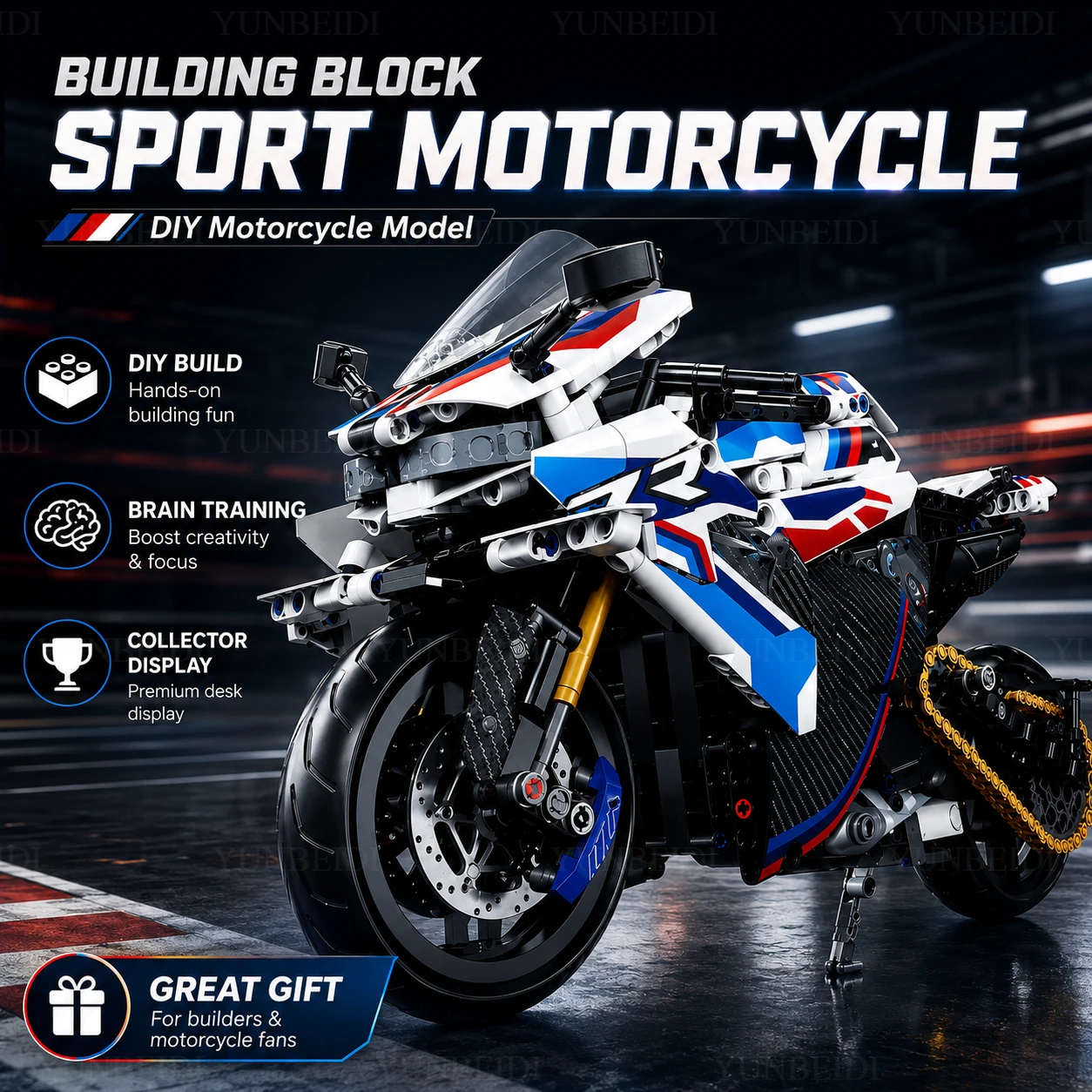 1:8 Building Block Superbike, Superbike Model Kit, DIY Tech Motorcycle Toy, Gift for Adults and Children
1:8 Building Block Superbike, Superbike Model Kit, DIY Tech Motorcycle Toy, Gift for Adults and Children