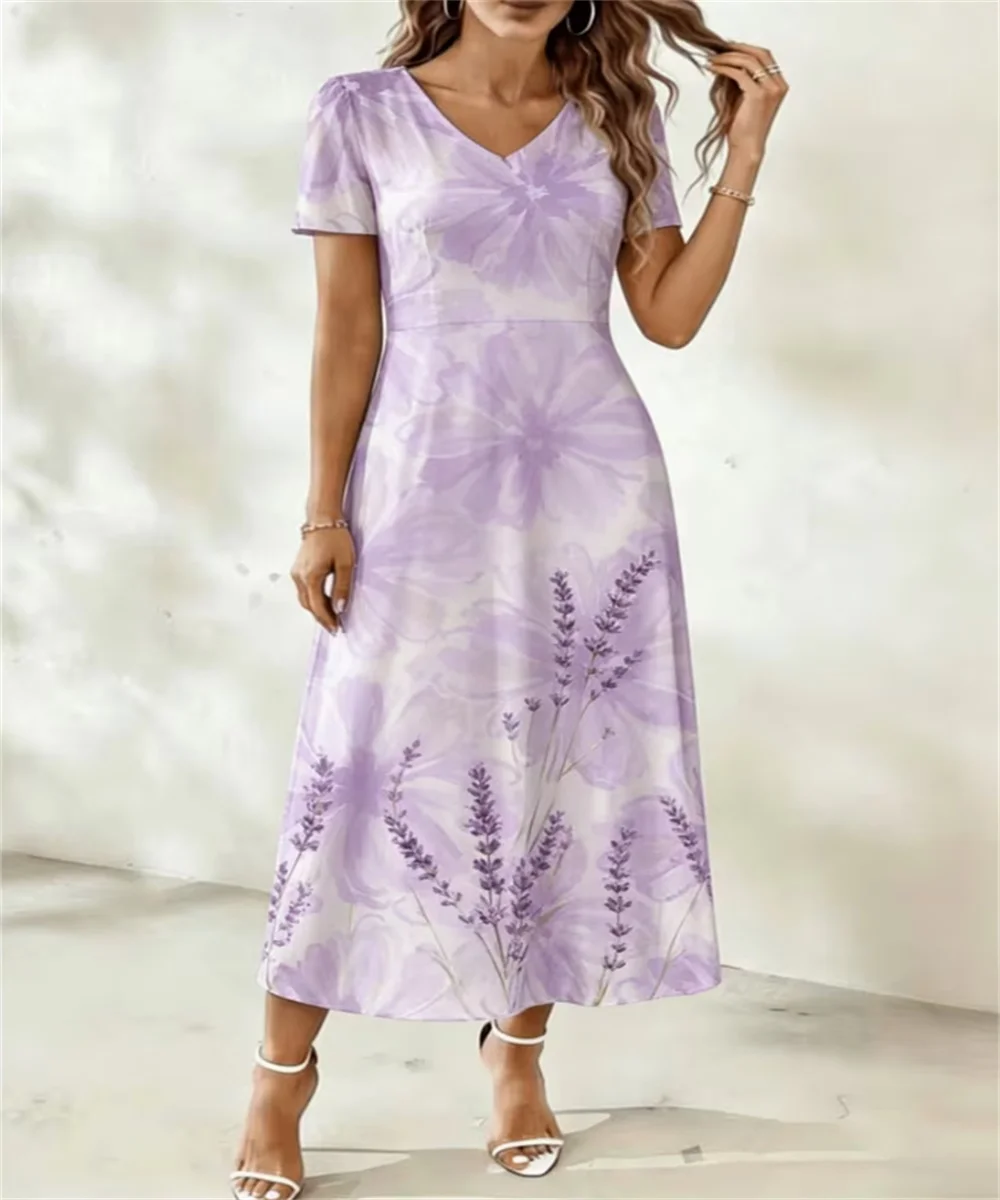 Ladies' summer new gold retro small rose print dress, V-neck short sleeved elegant casual long skirt
Ladies' summer new gold retro small rose print dress, V-neck short sleeved elegant casual long skirt