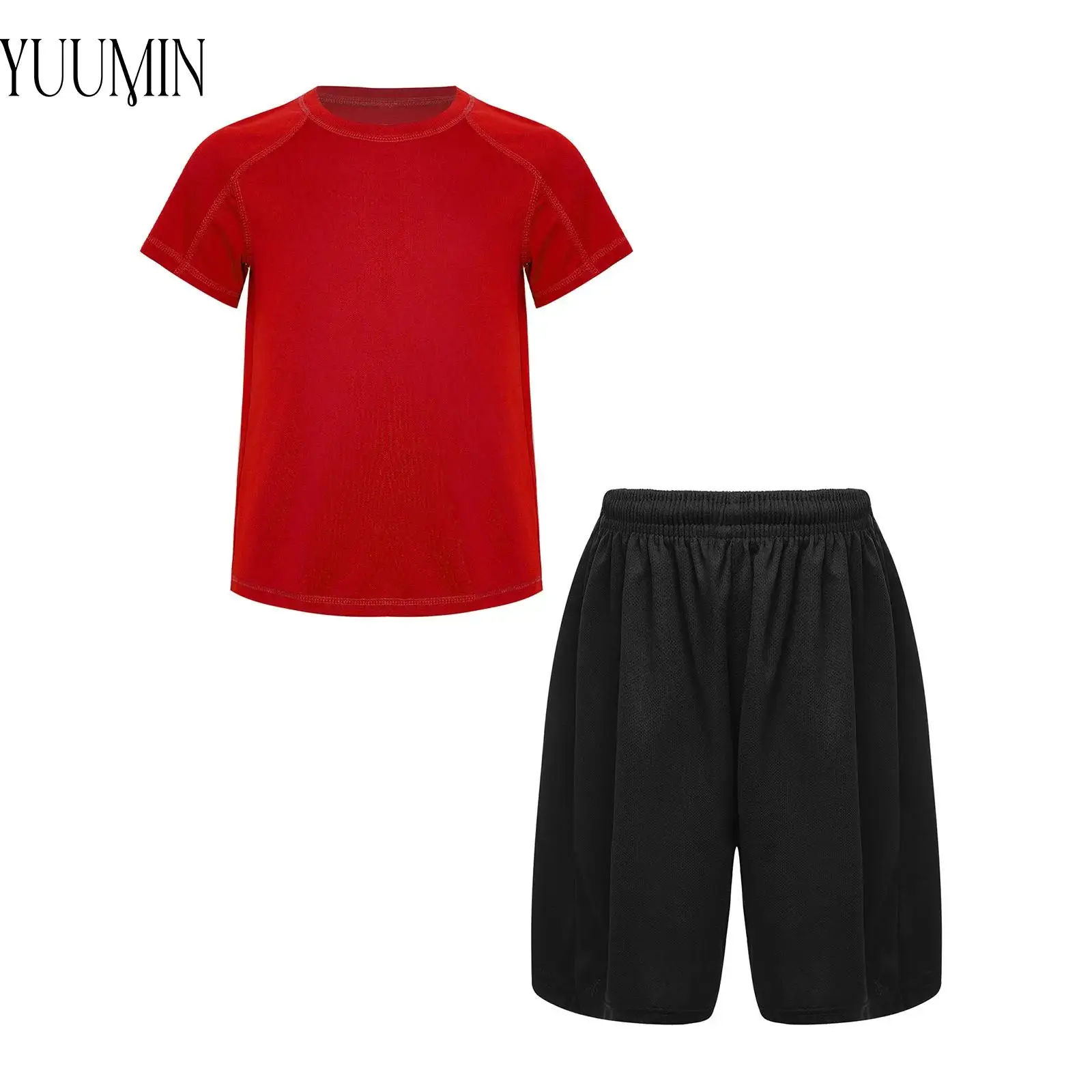 Solid Color Sports Outfit for Kids Boys Short Raglan Sleeve T-shirt Quick-Drying Athletic Shirt Breathable Sports Top+Shorts Set
Solid Color Sports Outfit for Kids Boys Short Raglan Sleeve T-shirt Quick-Drying Athletic Shirt Breathable Sports Top+Shorts Set