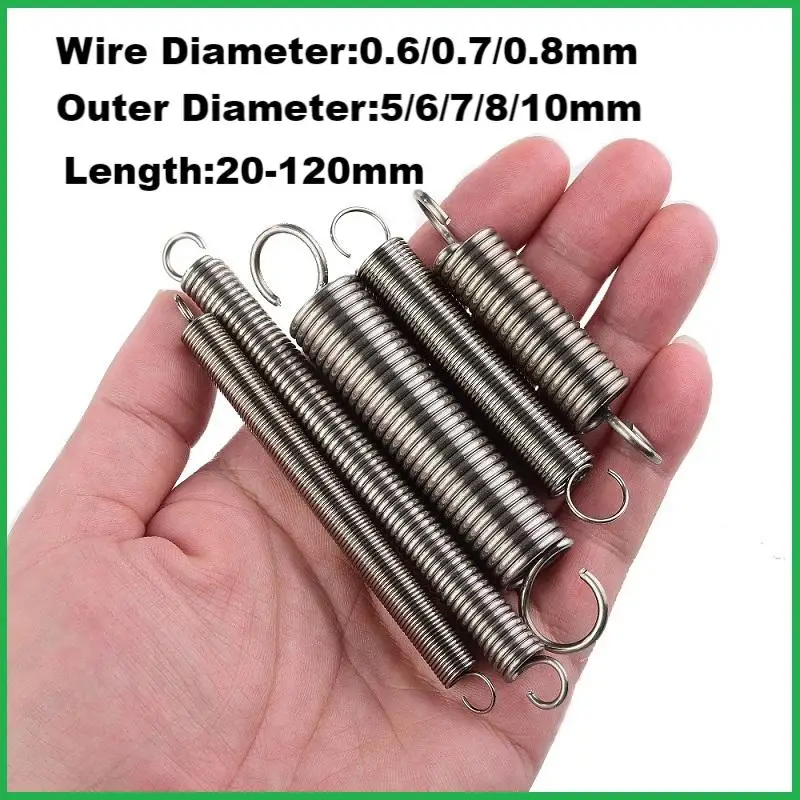304 Stainless Steel Small tension Springs,Hook Extension Spring,Wire Dia0.6/0.7/0.8mm,Outer Dia5/6/7/8/10mm,Length20~120mm
304 Stainless Steel Small tension Springs,Hook Extension Spring,Wire Dia0.6/0.7/0.8mm,Outer Dia5/6/7/8/10mm,Length20~120mm