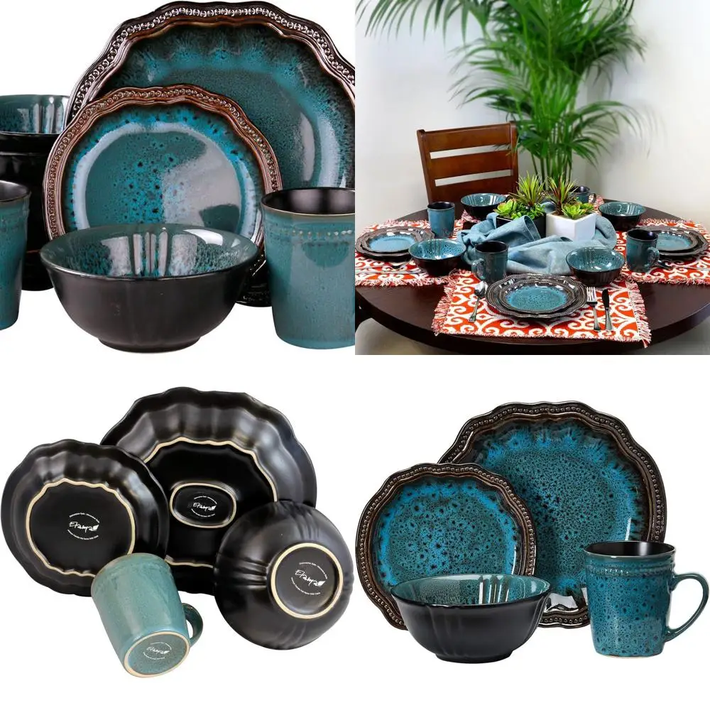 Ocean Blue Stoneware Oval Dinnerware Set, Round Shape
Ocean Blue Stoneware Oval Dinnerware Set, Round Shape