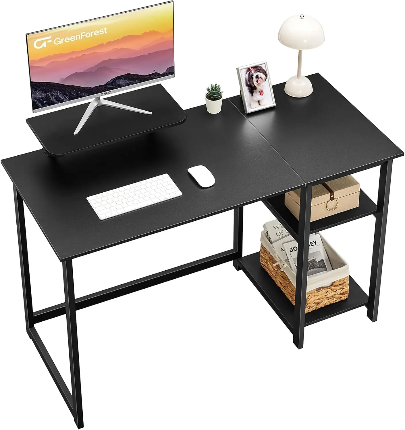 47-Inch Modern Computer Desk with Monitor Stand and Reversible Shelves, Black Home Office Work Table
47-Inch Modern Computer Desk with Monitor Stand and Reversible Shelves, Black Home Office Work Table