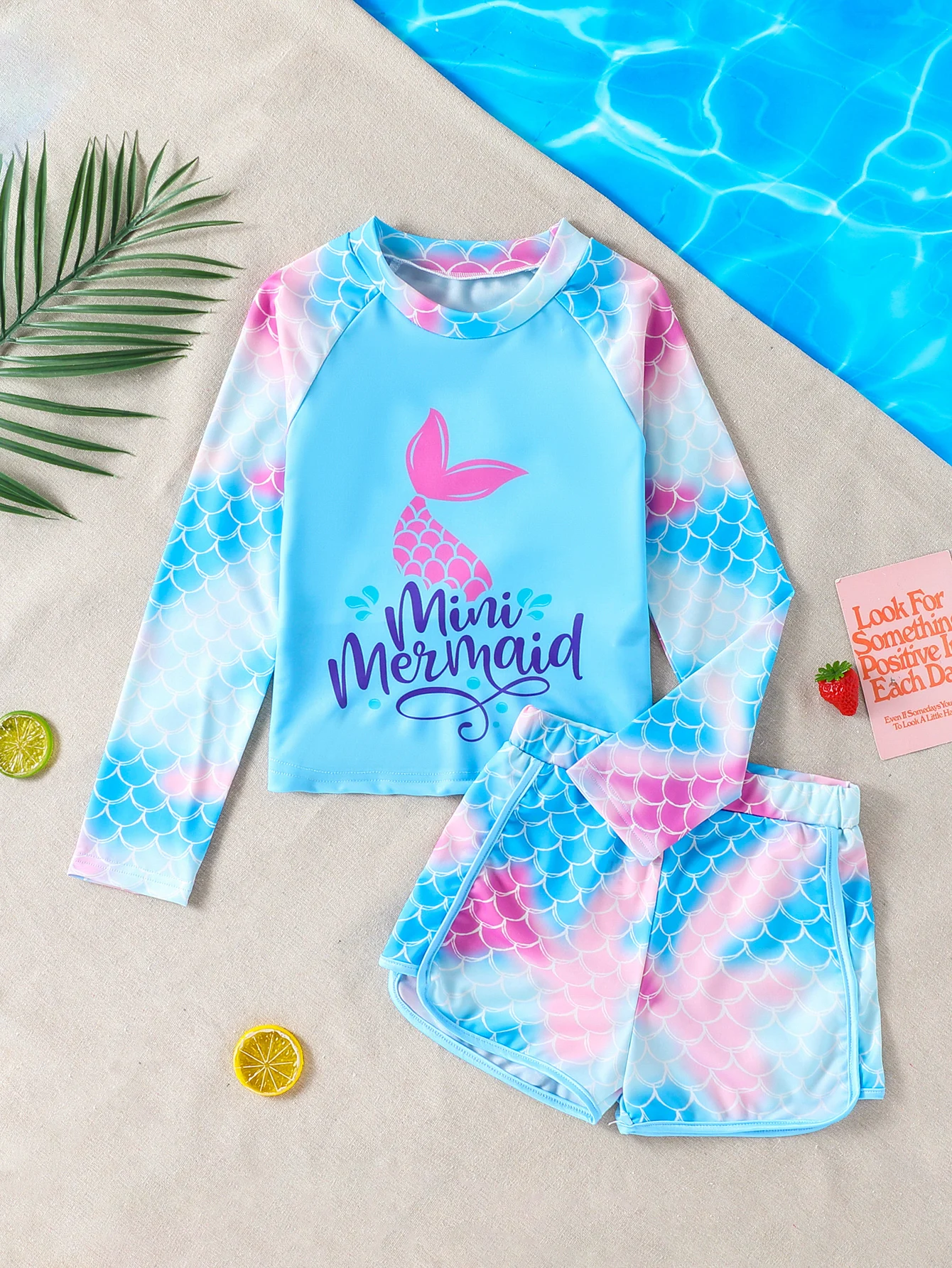 Girls' Two-Piece Swimsuit Long Sleeve Angle Cut Shorts Set Summer Casual Beach Mermaid Print Pattern Swimwear
Girls' Two-Piece Swimsuit Long Sleeve Angle Cut Shorts Set Summer Casual Beach Mermaid Print Pattern Swimwear