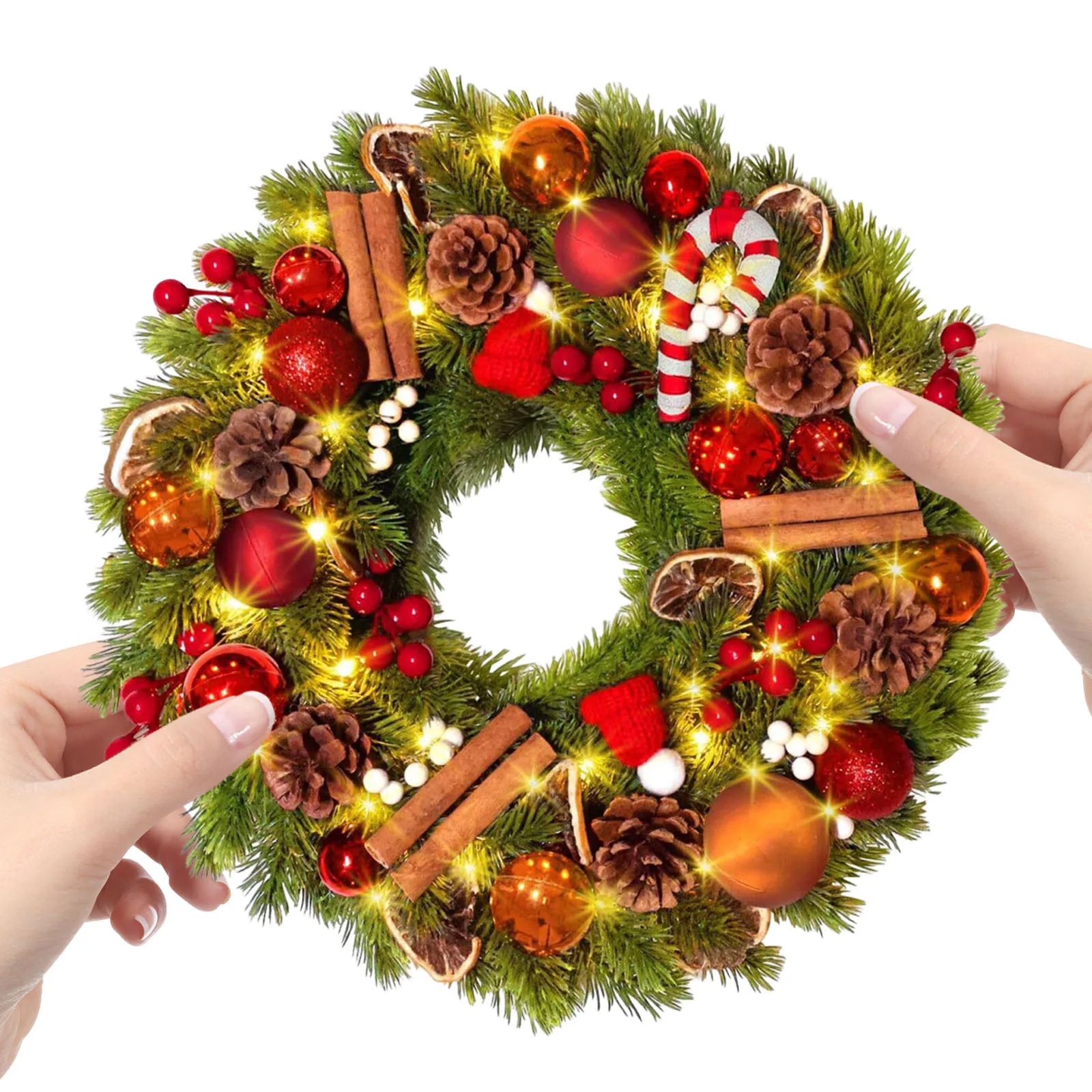 LED Christmas Wreath with PineCones Lovely Xmas Door Wreath Reusable Christmas Ornaments Garland for Shopping Mall Decorations
LED Christmas Wreath with PineCones Lovely Xmas Door Wreath Reusable Christmas Ornaments Garland for Shopping Mall Decorations
