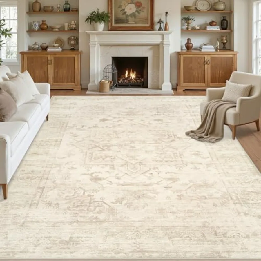 Living Room 8x10 Area Rug: Vintage Boho Neutral Washable Soft Low-Pile Non-Slip Indoor Rug in Beige/Brown for Bedroom, Nursery,
Living Room 8x10 Area Rug: Vintage Boho Neutral Washable Soft Low-Pile Non-Slip Indoor Rug in Beige/Brown for Bedroom, Nursery,