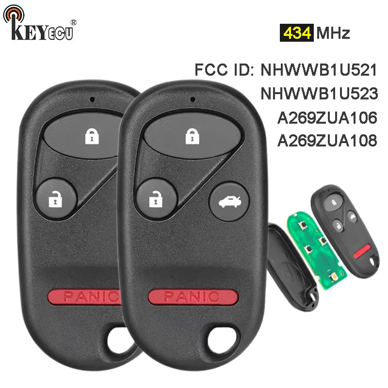 KEYECU 434 МГц A269ZUA106 A269ZUA108 NHWWB1U521 NHWWB1U523 дистанционный брелок для Honda Civic Pilot Accord, для Acura CL Integra
KEYECU 434 МГц A269ZUA106 A269ZUA108 NHWWB1U521 NHWWB1U523 дистанционный брелок для Honda Civic Pilot Accord, для Acura CL Integra