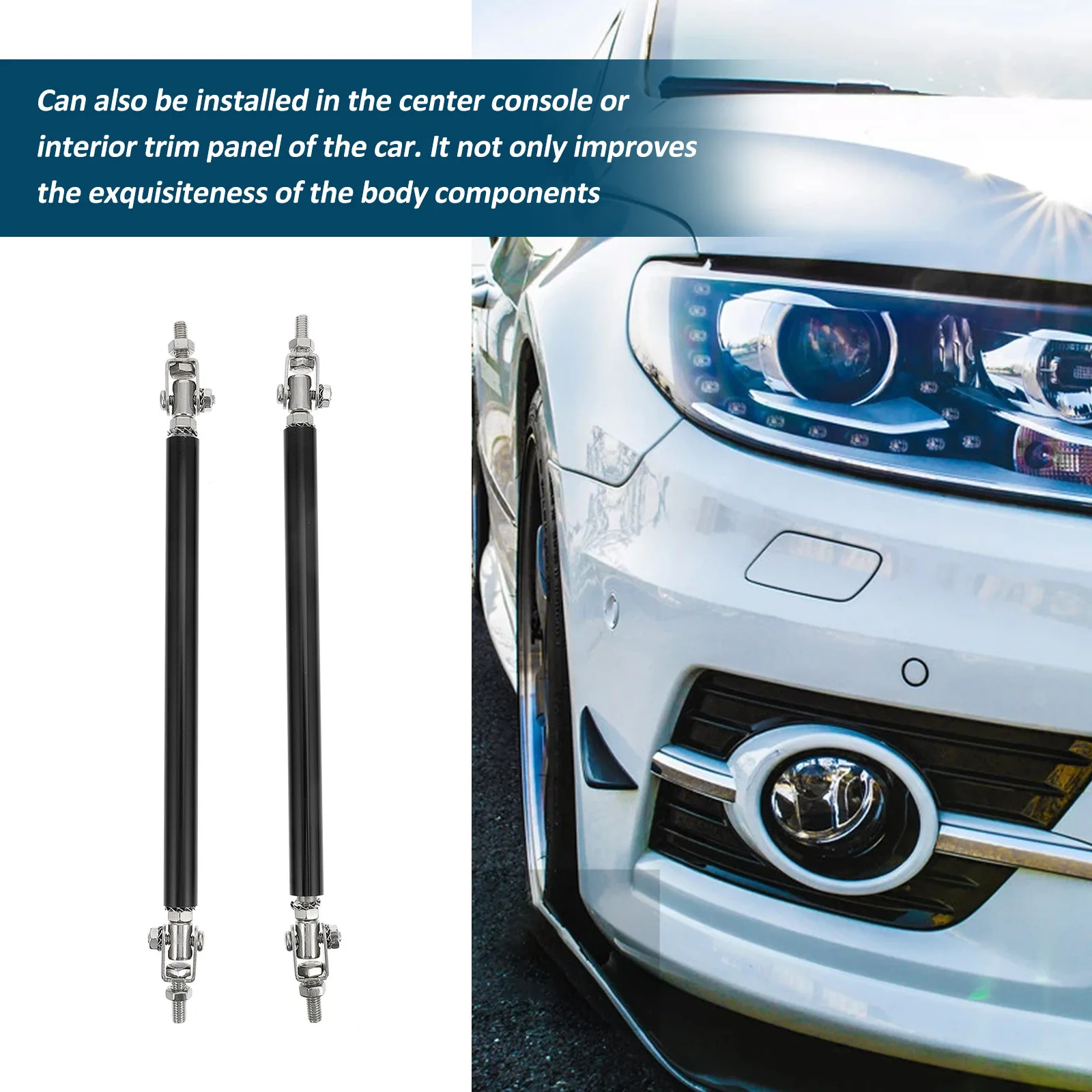 2Pcs Car Front Bumper Adjustable Lip Rods Stainless Steel Aluminum Alloy Durable Front Bumper Lip Support Bars Universal Fit
2Pcs Car Front Bumper Adjustable Lip Rods Stainless Steel Aluminum Alloy Durable Front Bumper Lip Support Bars Universal Fit