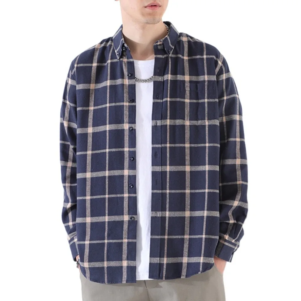 Simple Cotton Men Blouse Lapel Button Up Grid Blouse Women Loose Streetwear Plaid Oversized Shirts Travel
Simple Cotton Men Blouse Lapel Button Up Grid Blouse Women Loose Streetwear Plaid Oversized Shirts Travel