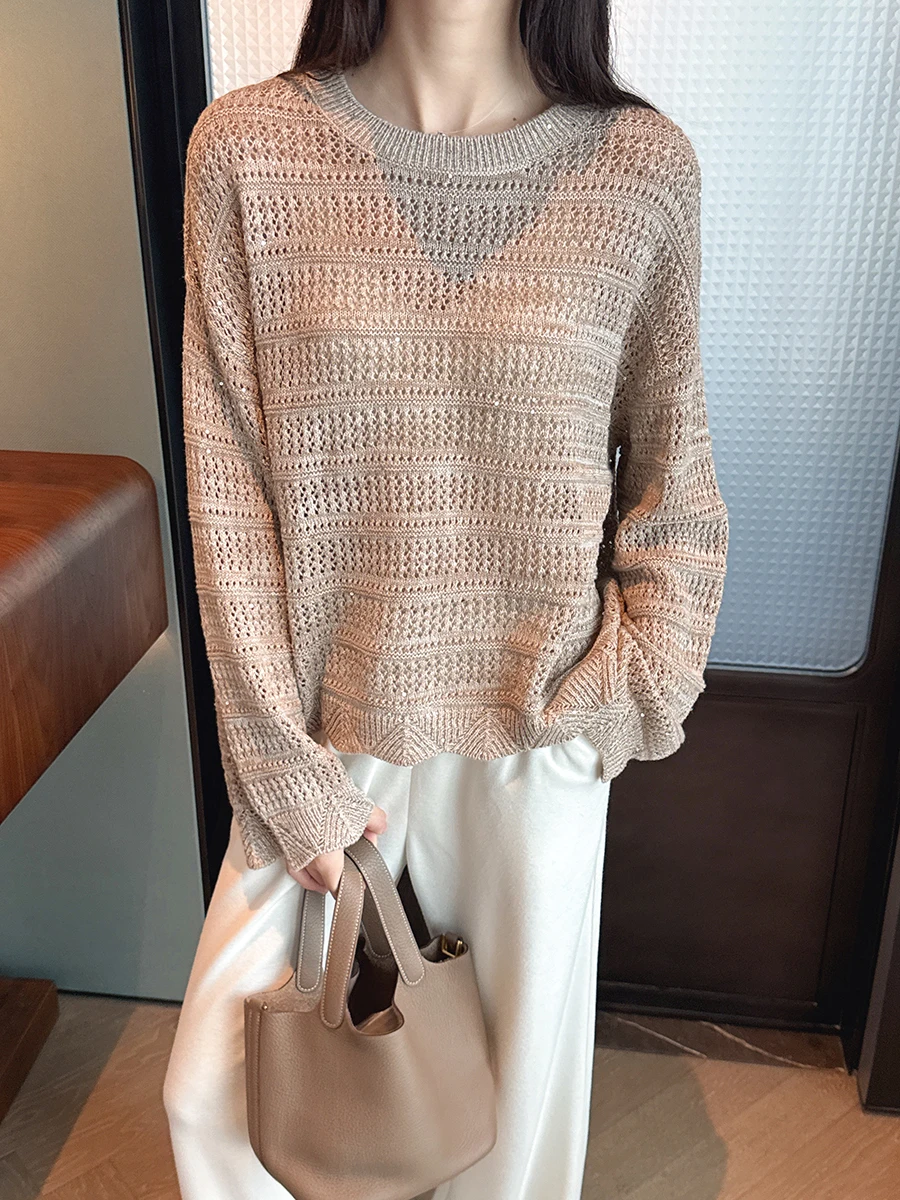 Starlight Night Banquet Hollow out Knitted Wool Sweater Long Sve iny Particle Women's Loose Fit round Ne Top
Starlight Night Banquet Hollow out Knitted Wool Sweater Long Sve iny Particle Women's Loose Fit round Ne Top