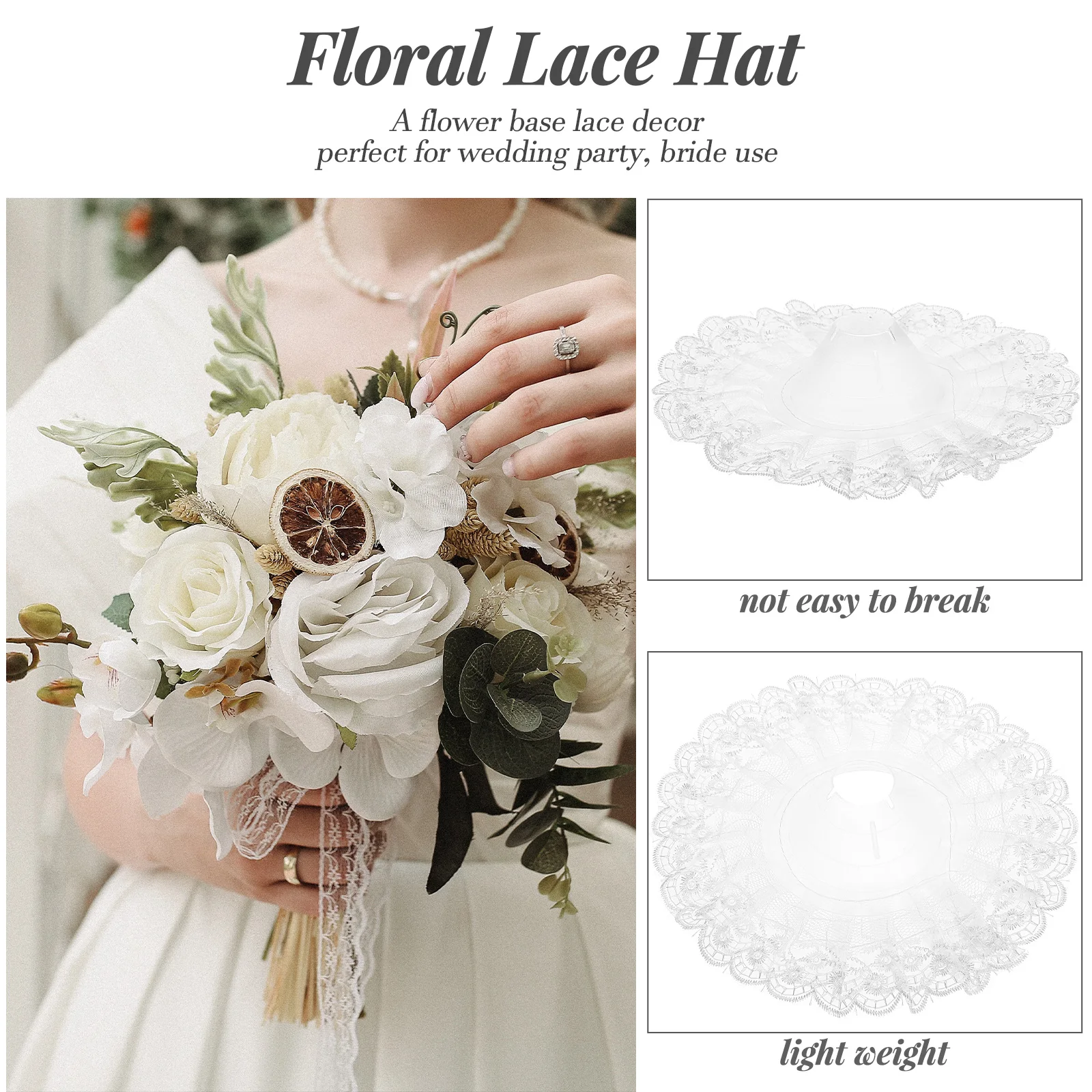 6pcs Bouquet Holders Lace Hat Floral Collars Wedding Decor Artificial Flowers Supplies Bridesmaids DIY Hats Lightweight Durable
6pcs Bouquet Holders Lace Hat Floral Collars Wedding Decor Artificial Flowers Supplies Bridesmaids DIY Hats Lightweight Durable