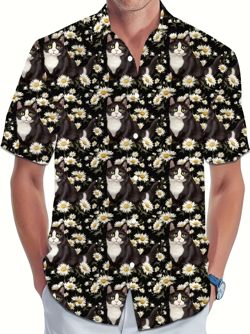 Unisex Fashion Cute Cat Print Man Shirt Casual Daily Wear 3D Print Short Sleeve Mens Shirt Fashion Hawaiian For Men Tops Tees
Unisex Fashion Cute Cat Print Man Shirt Casual Daily Wear 3D Print Short Sleeve Mens Shirt Fashion Hawaiian For Men Tops Tees