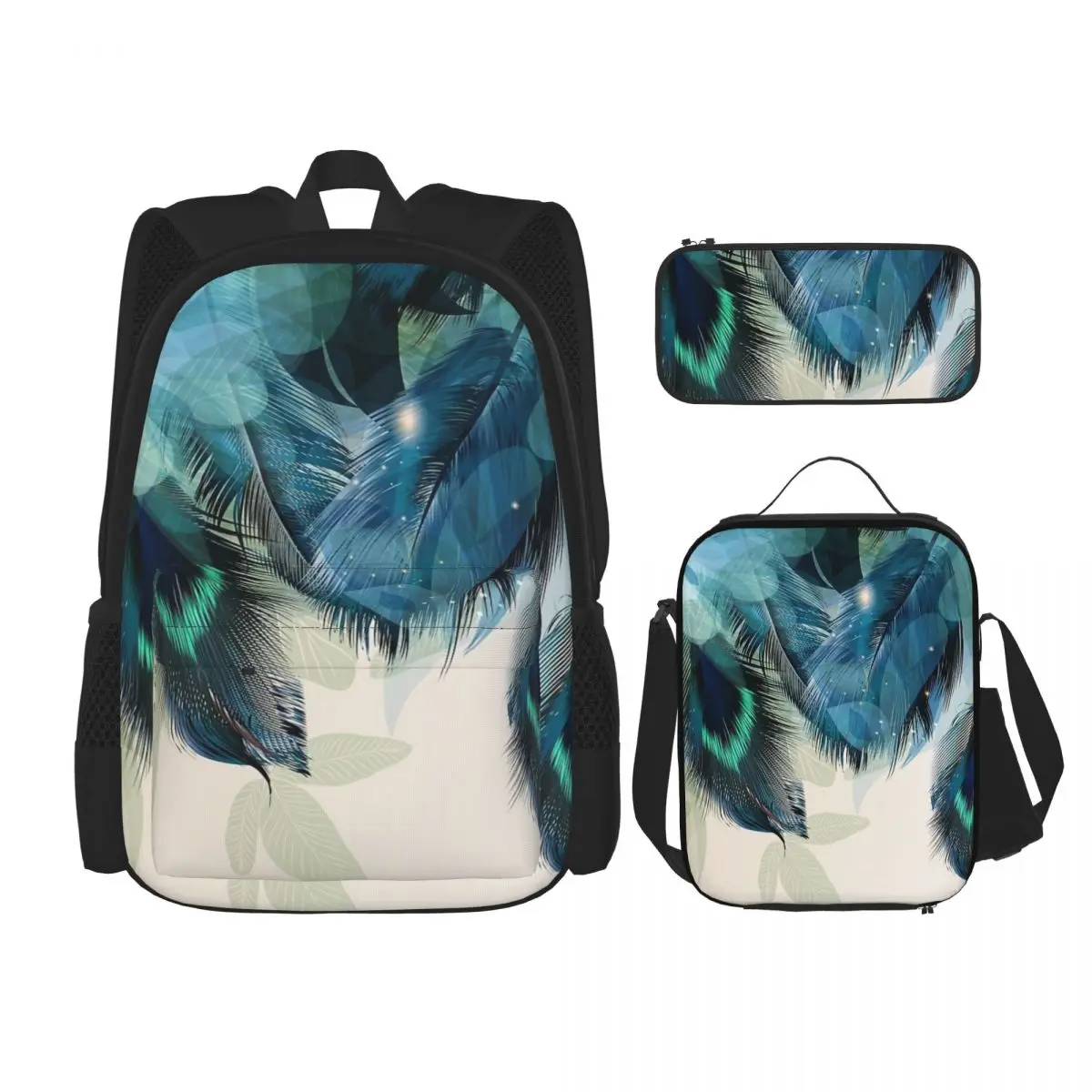 Peacock Feathers Turquoise Backpacks Kids Bookbag School Bags Rucksack Lunch Bag Pen Bag Three-Piece Set
Peacock Feathers Turquoise Backpacks Kids Bookbag School Bags Rucksack Lunch Bag Pen Bag Three-Piece Set