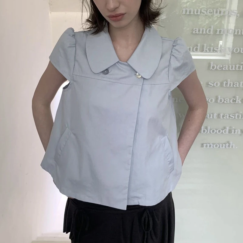 Summer Elegant Gentle Sweet Cute Versatile Casual Style Button Short Sleeve Top High Street Vintage Solid Color Short Sleeve Top
Summer Elegant Gentle Sweet Cute Versatile Casual Style Button Short Sleeve Top High Street Vintage Solid Color Short Sleeve Top