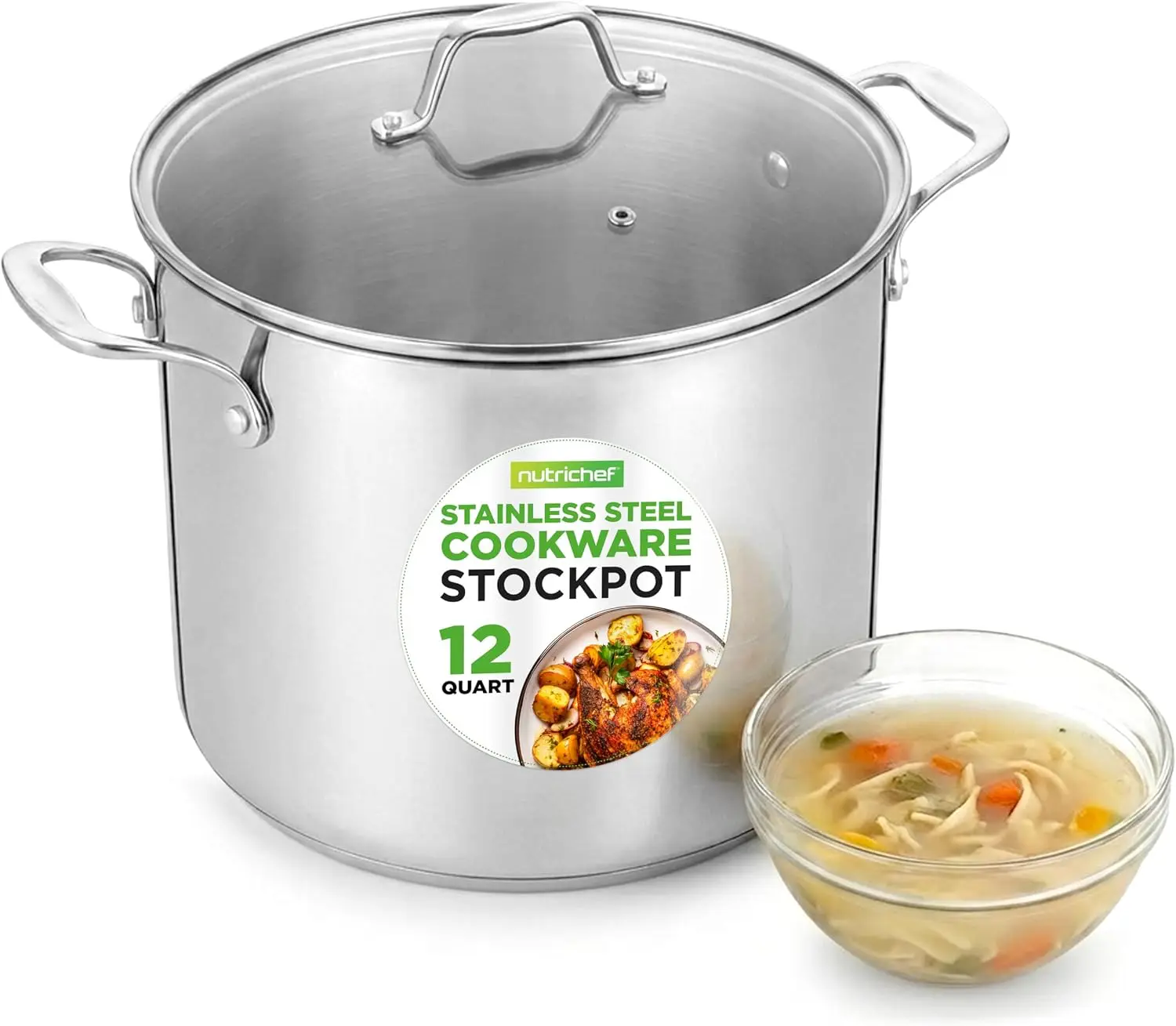 12 Quart Stainless Steel Stock Pot with Lid, Induction Compatible, Heavy Duty for Soup, Pasta, Seafood
12 Quart Stainless Steel Stock Pot with Lid, Induction Compatible, Heavy Duty for Soup, Pasta, Seafood