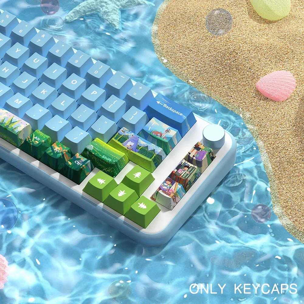 Summer Memories Theme Cherry Profile Mechanical Keyboard Keycaps 7U ISO Personalized Keycap for Customized Keyboards