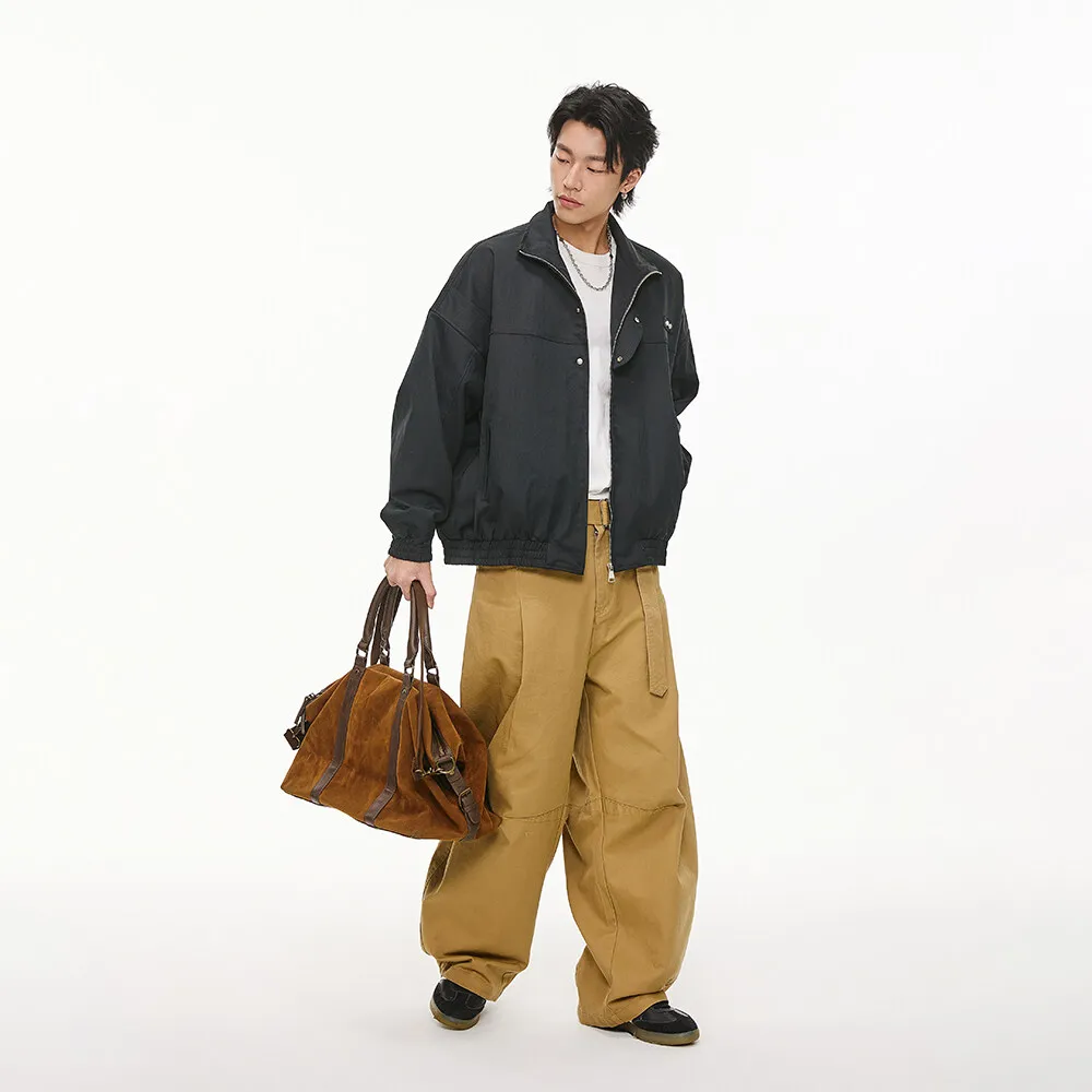 Unisex Spring 2025 Oversized Bomber Jacket - American Streetwear Style with Stand Collar & Concealed Zipper (Black/Grayish-Blue)
Unisex Spring 2025 Oversized Bomber Jacket - American Streetwear Style with Stand Collar & Concealed Zipper (Black/Grayish-Blue)
