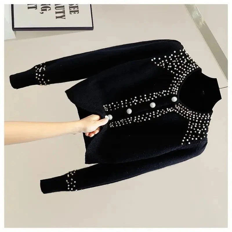 Luxury Design Pearl Knit Cropped Cardigan Women Single-breasted Coat Soft Sweater Top Long Sleeve Long Sleeve O-neck Jacket New
Luxury Design Pearl Knit Cropped Cardigan Women Single-breasted Coat Soft Sweater Top Long Sleeve Long Sleeve O-neck Jacket New