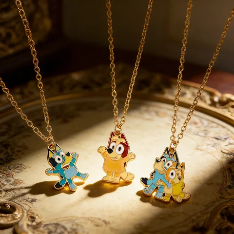 Bluey Bingo Cartoon Animal Alloy Necklace Choker Y2K Aesthetic Cosplay Prop Cute Gift Fashion Accessory