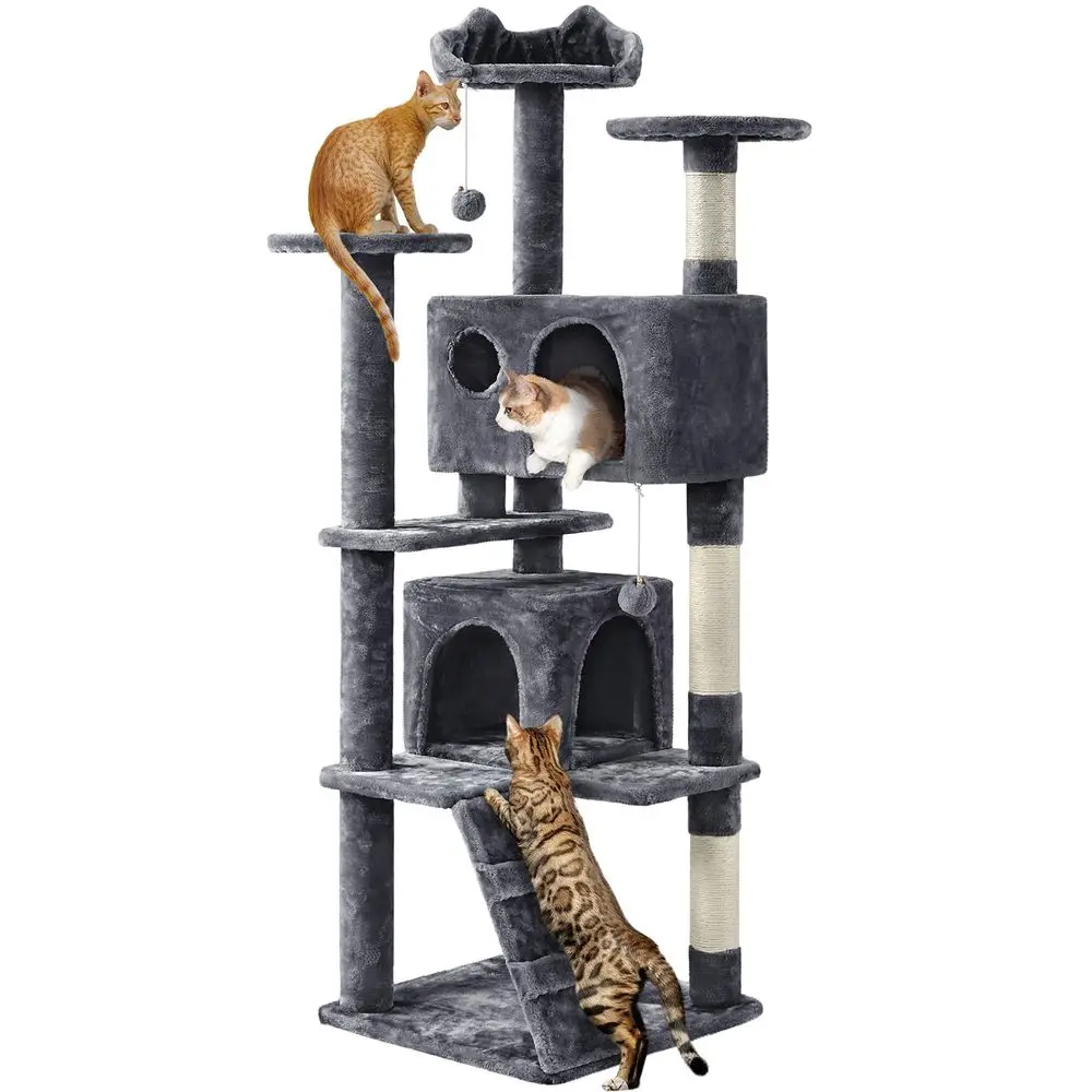 62in Cat Tree Cat Tower for Indoor Kitty, Pet Furniture w Double Condo, Scratching Posts, Multiple Platforms and Balls for Kitt
62in Cat Tree Cat Tower for Indoor Kitty, Pet Furniture w Double Condo, Scratching Posts, Multiple Platforms and Balls for Kitt